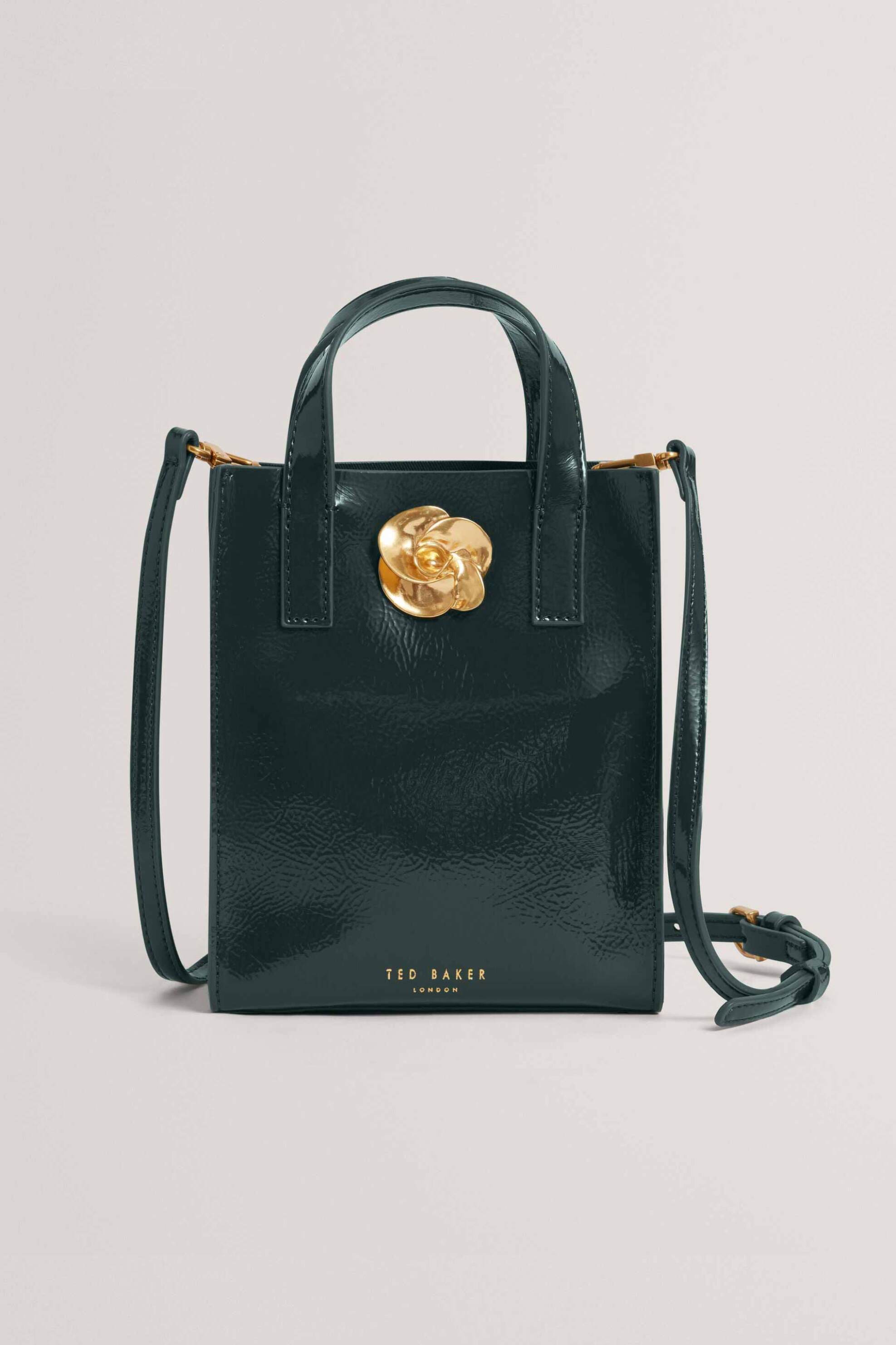 Ted Baker γυναικεία τσάντα χειρός με μεταλλικό λουλούδι "Roseem" | ONE SIZE