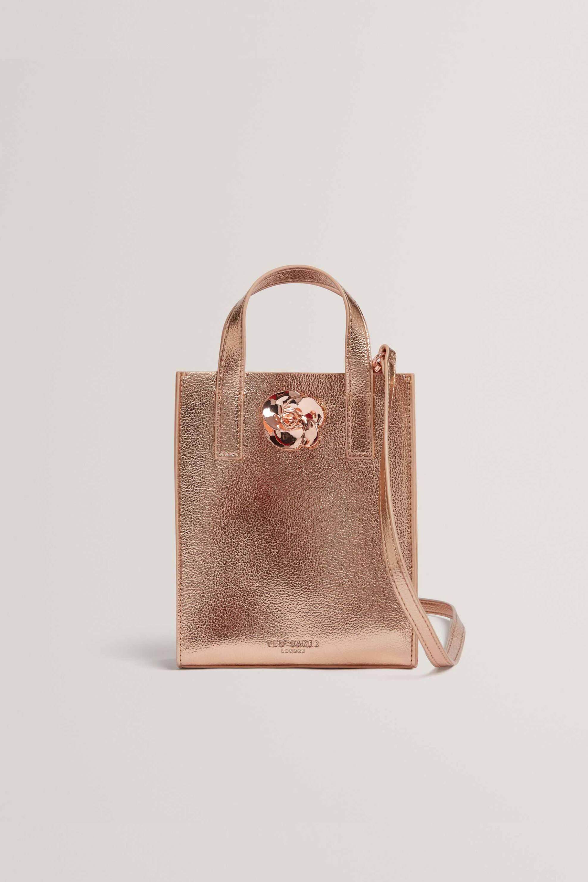 Ted Baker γυναικεία τσάντα χειρός με μεταλλικό λουλούδι "Rosari" | ONE SIZE