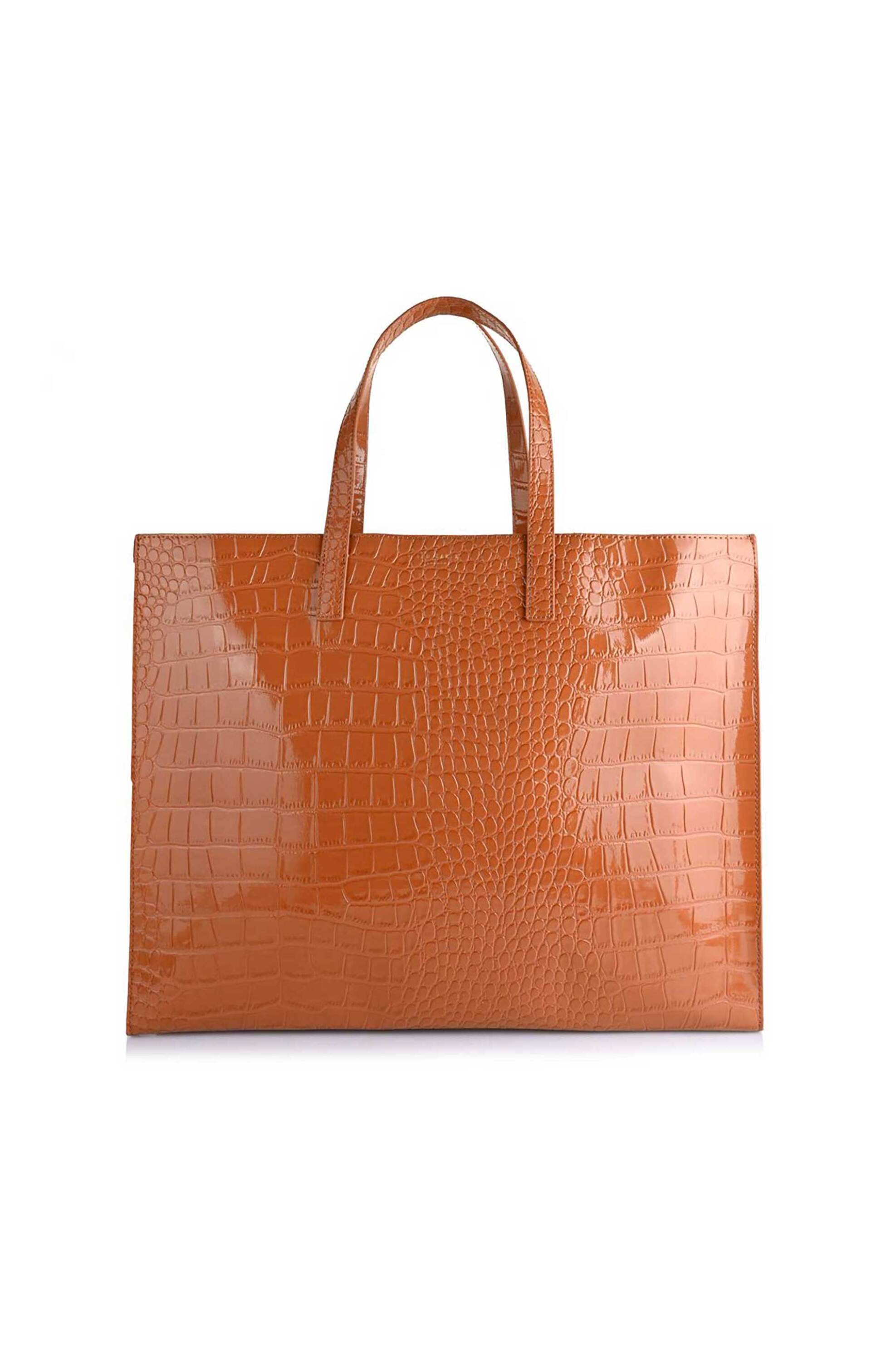 Ted Baker γυναικεία τσάντα ώμου με κροκό σχέδιο "Wellma" - 282816 Καφέ Latte