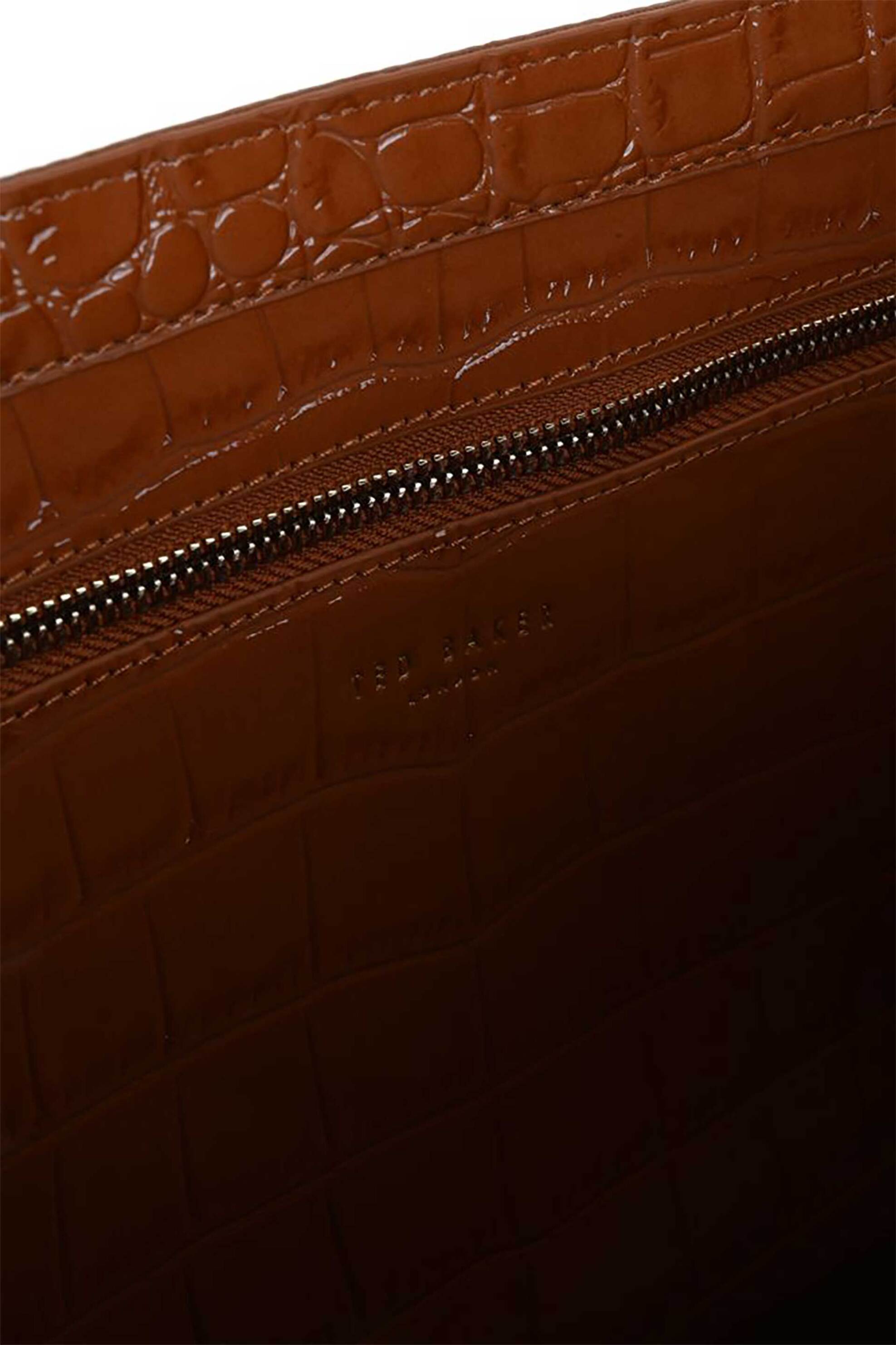 Ted Baker Γυναικεία Τσάντα Ώμου με Κροκό Σχέδιο Wellma - 282816 Καφέ Latte