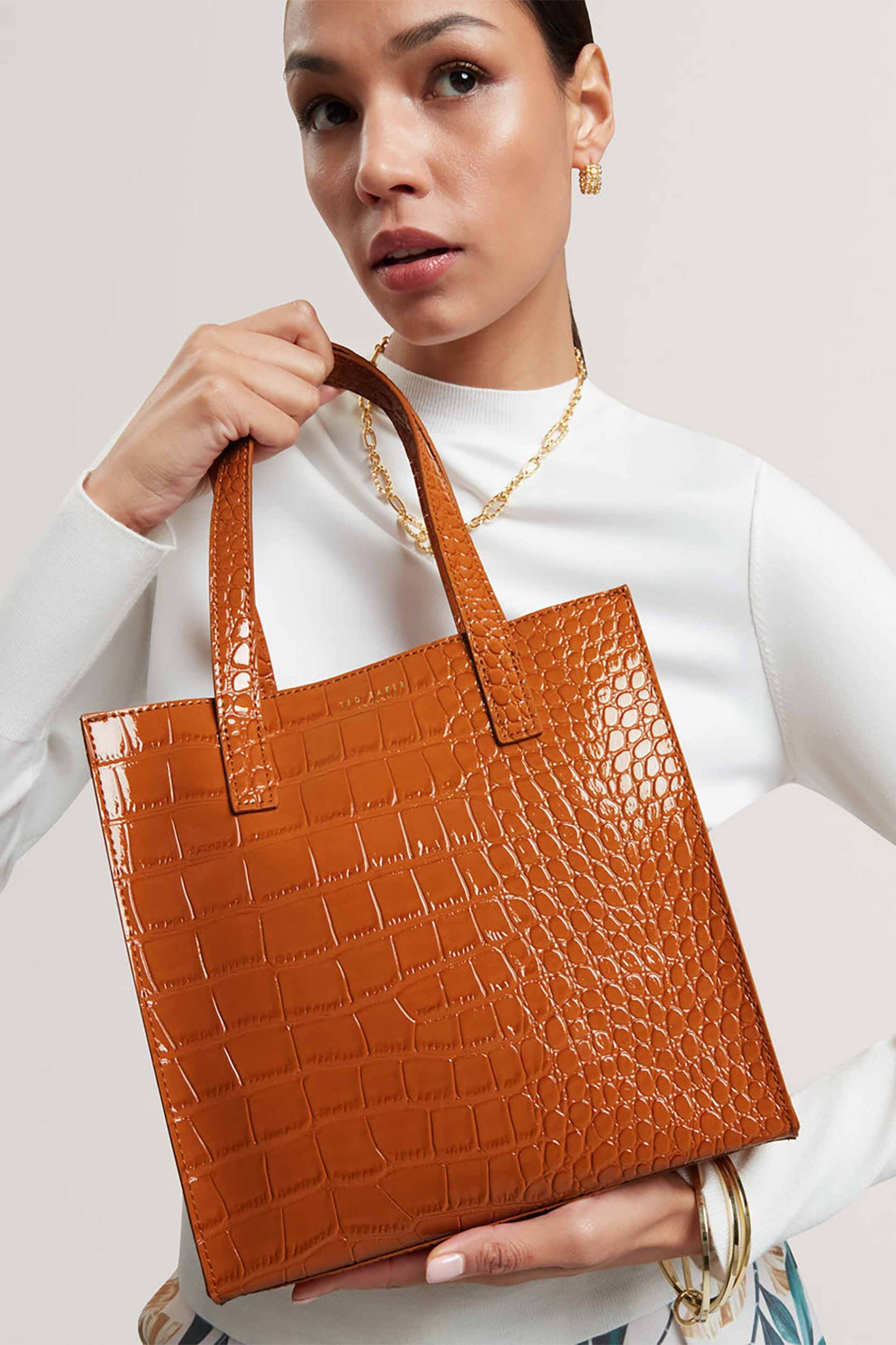 Ted Baker Γυναικεία Τσάντα Ώμου με Κροκό Σχέδιο Wenonaa - 282819 Καφέ Ανοιχτό