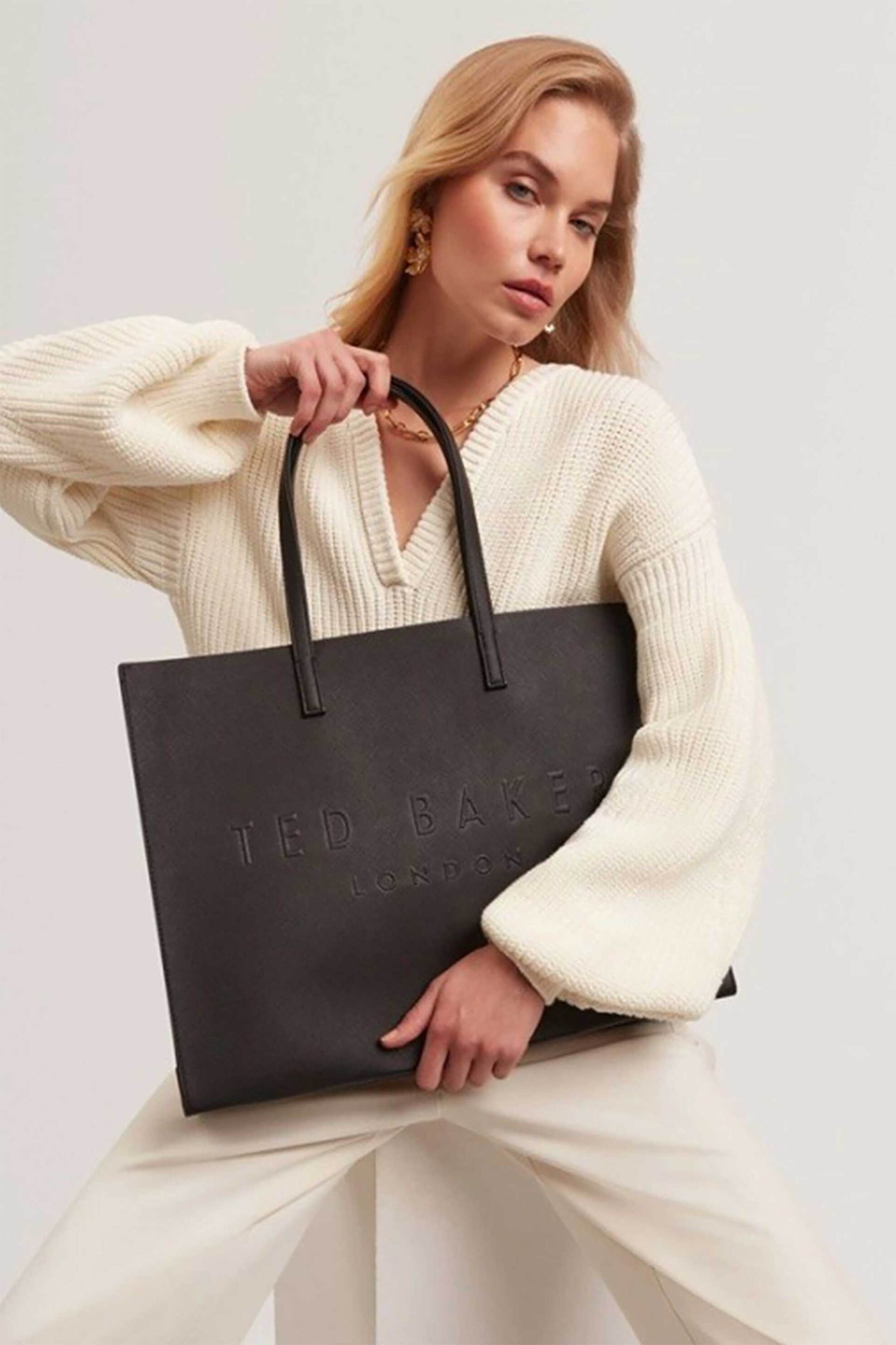 Ted Baker Γυναικεία Τσάντα Ώμου Shopper Sukicon Crosshatch East West Icon&Apos - 283869 Μαύρο
