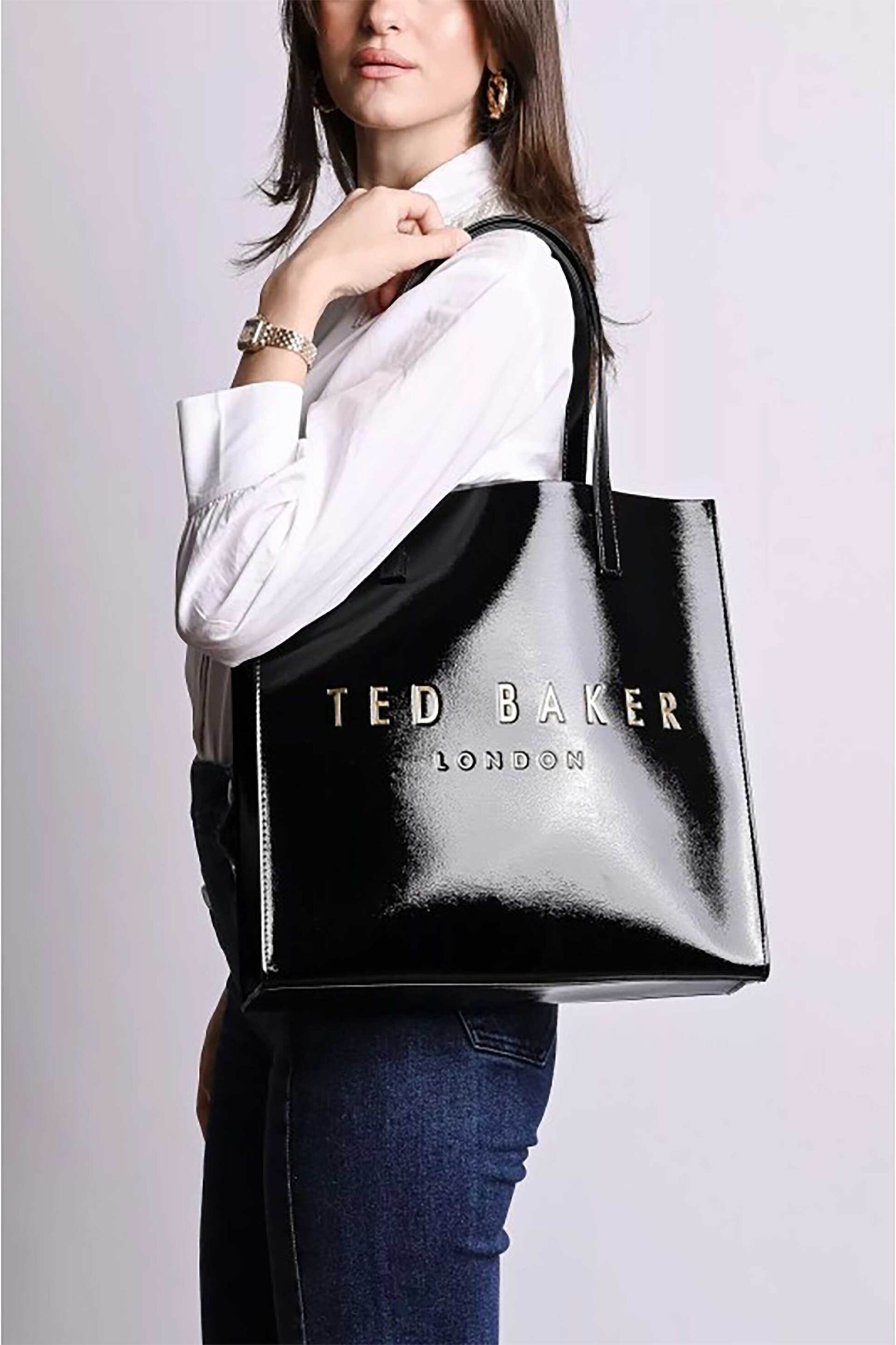 Ted Baker Γυναικεία Τσάντα Ώμου Crinkle Icon Stone - 283875 Μαύρο