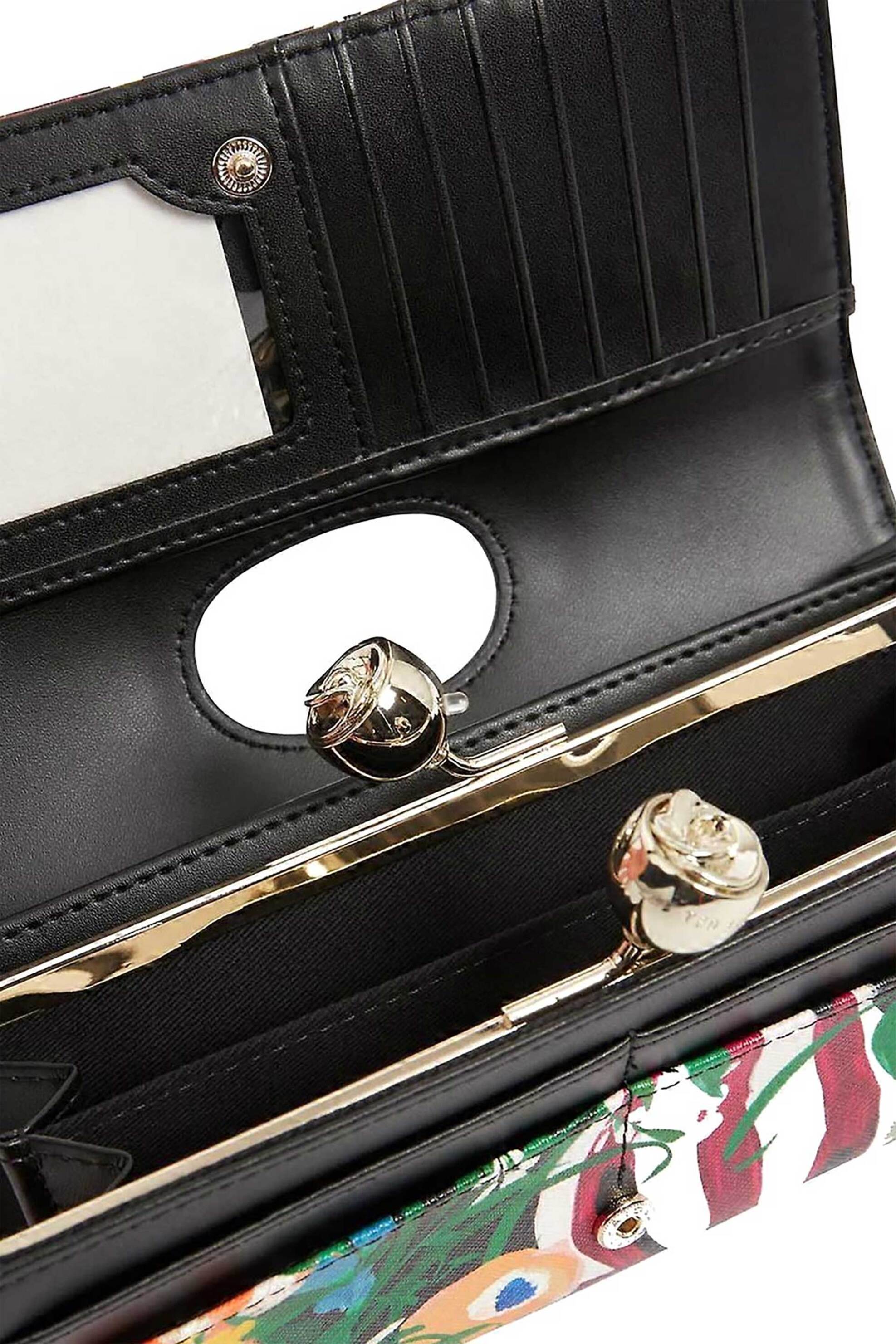 Ted Baker Γυναικείo Δερμάτινο Πορτοφόλι Bouanne Bouquet - 284106 Μαύρο Πολύχρωμο