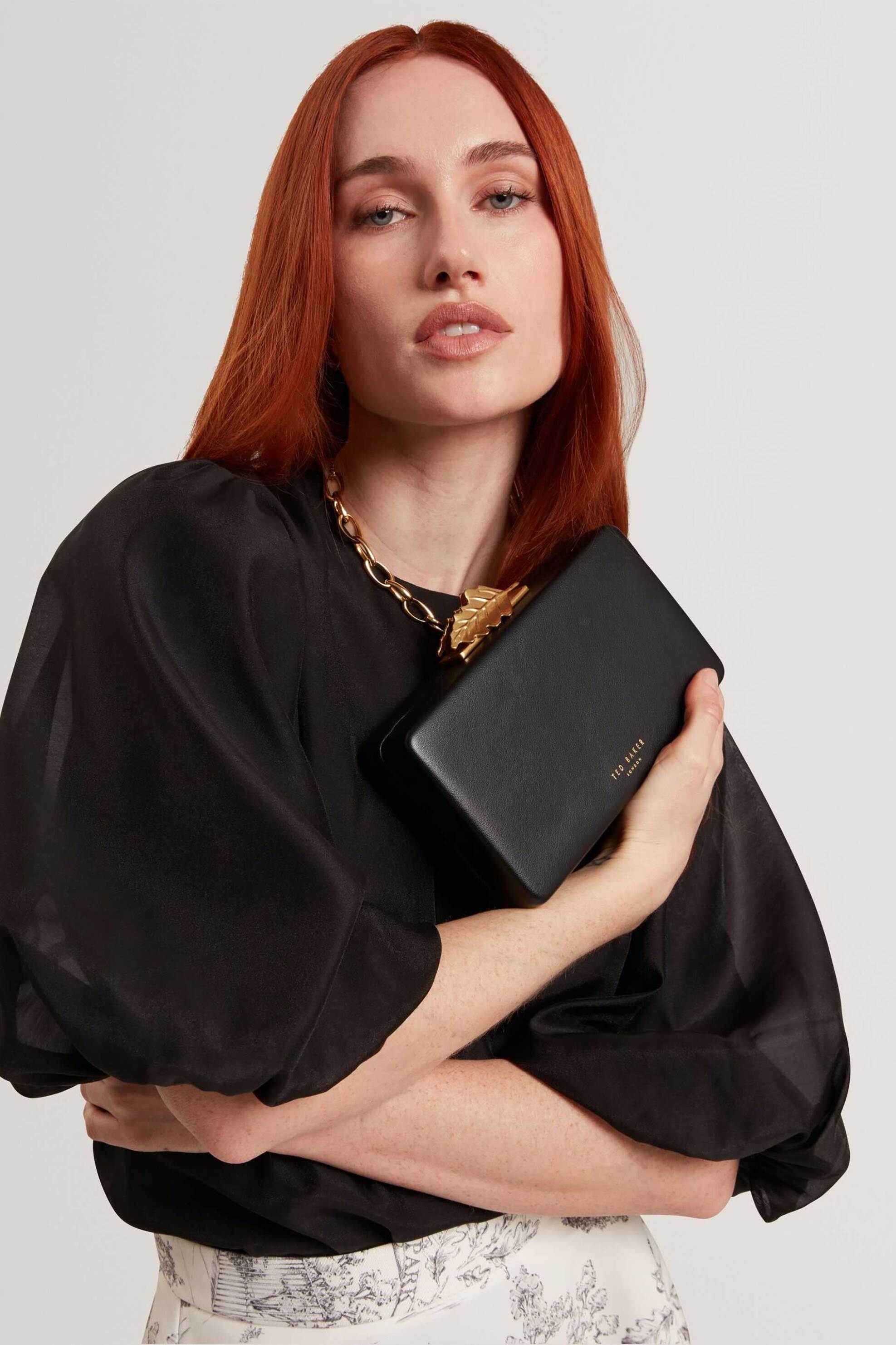 TED BAKER Ted Baker γυναικείο τσαντάκι clutch "Lleaf" - 284651 Μαύρο - 4