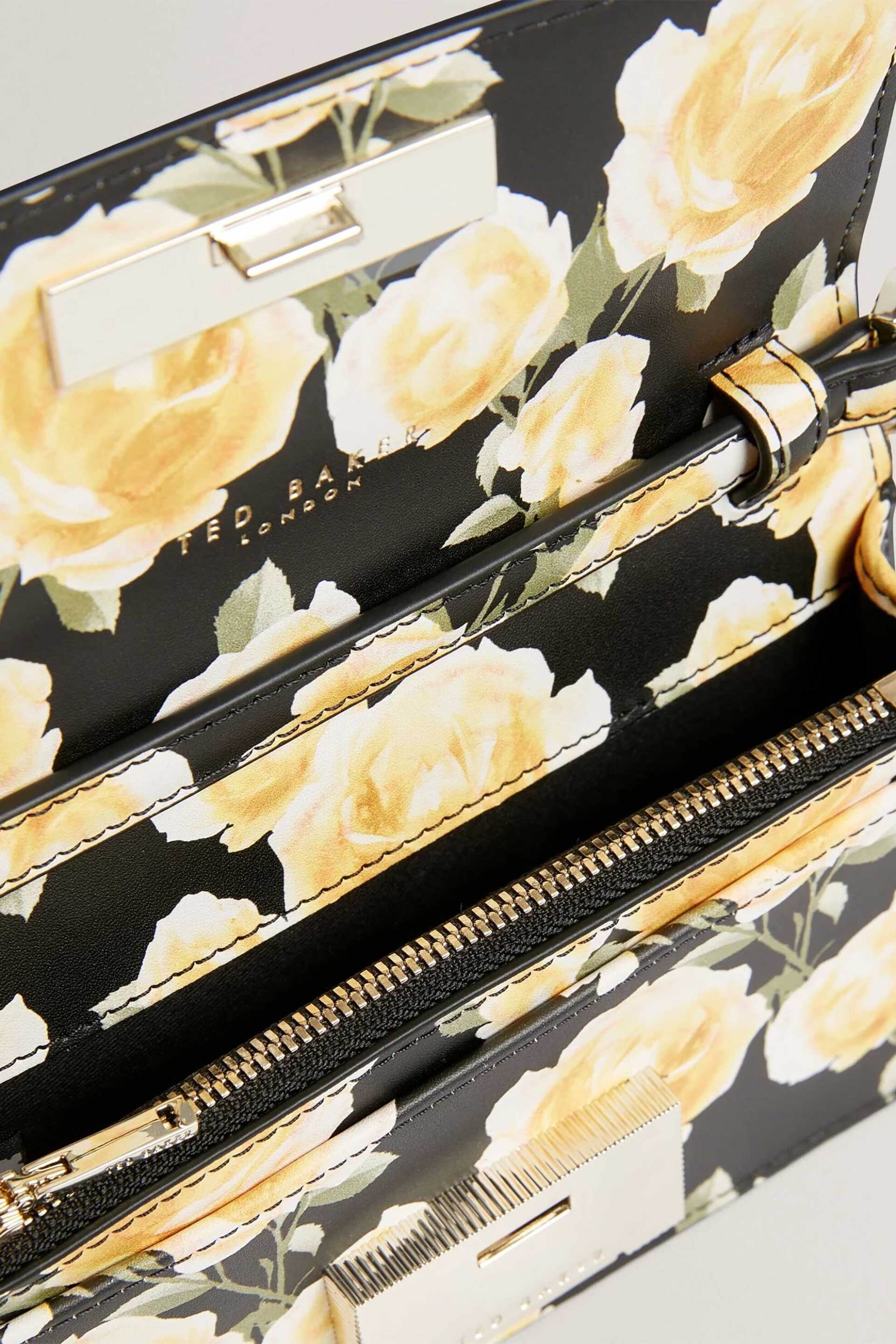 TED BAKER Ted Baker γυναικείο τσαντάκι ώμου με rose print "Mahirya" - 284937 Μαύρο - 3