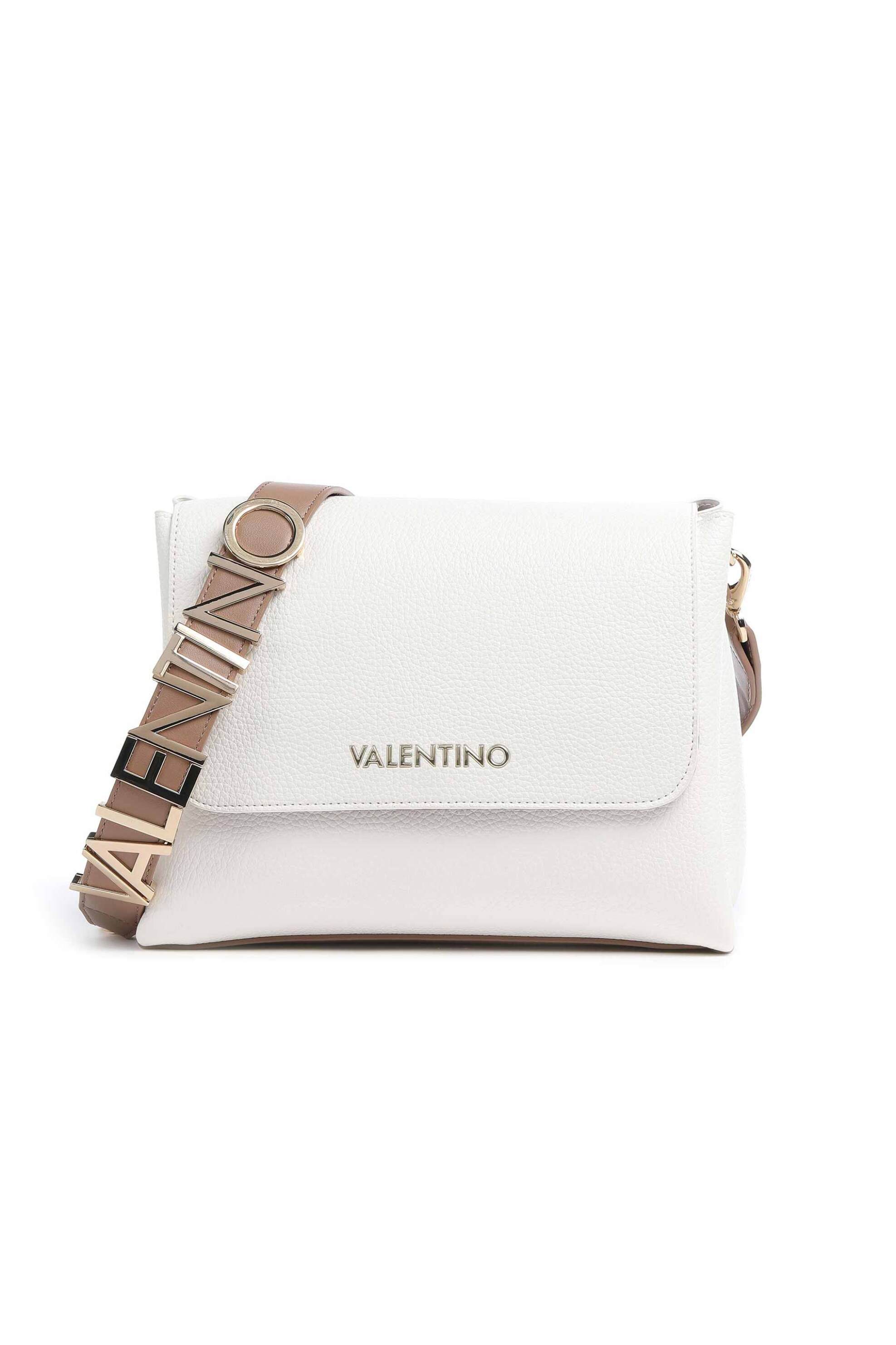 Γυναίκα > ΤΣΑΝΤΕΣ > Τσάντες Ώμου & Shopper Bags Valentino γυναικεία τσάντα ώμου μονόχρωμη με μεταλλικό λογότυπο στο λουρί "Alexia" - 55KVBS5A803/ALE Λευκό