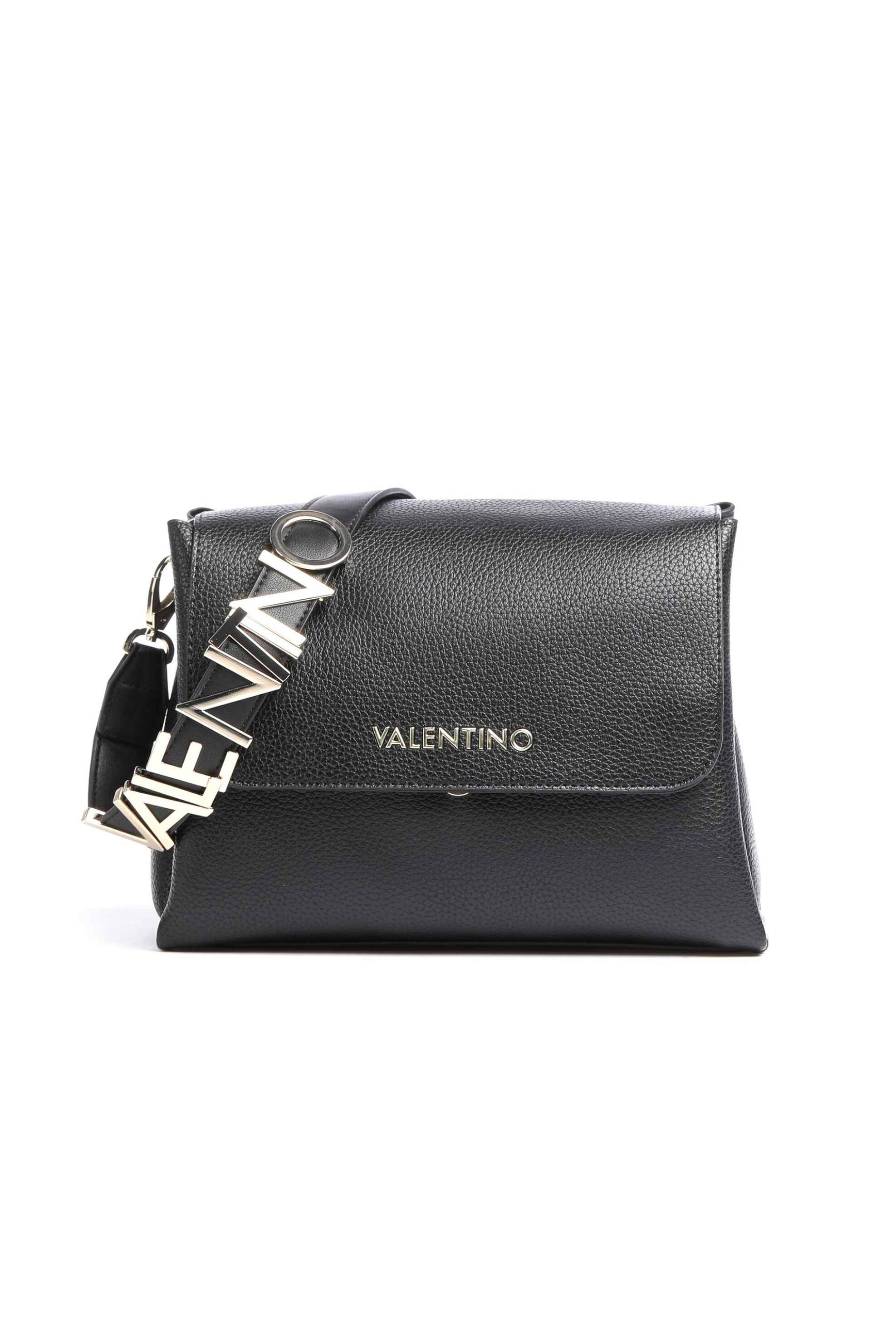 Γυναίκα > ΤΣΑΝΤΕΣ > Τσάντες Ώμου & Shopper Bags Valentino γυναικεία τσάντα ώμου μονόχρωμη με μεταλλικό λογότυπο στο λουρί "Alexia" - 55KVBS5A803/ALE Μαύρο