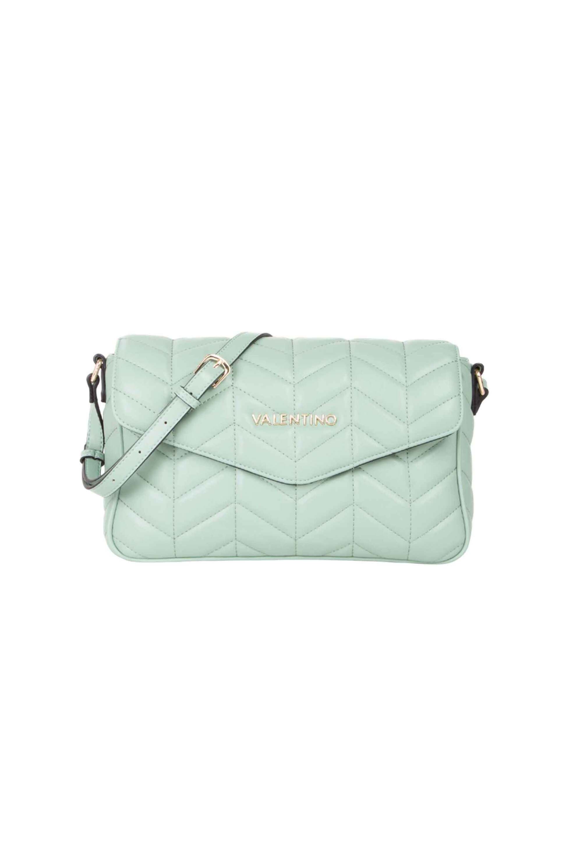 VALENTINO BY MARIO VALENTINO Valentino γυναικεία τσάντα crossbody καπιτονέ με μεταλλικό λογότυπο "Petal" - 17LVBS8PA09/PET Πράσινο Φυστικί