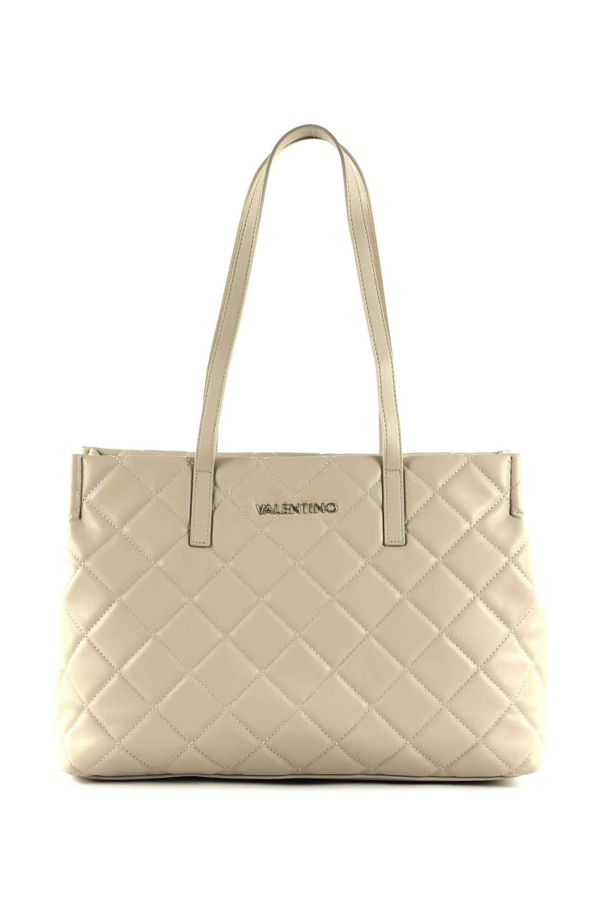 VALENTINO BY MARIO VALENTINO Valentino γυναικεία τσάντα shopper καπιτονέ με μεταλλικό λογότυπο "Ocarina" - 17LVBS3KK10R/OC Μπεζ