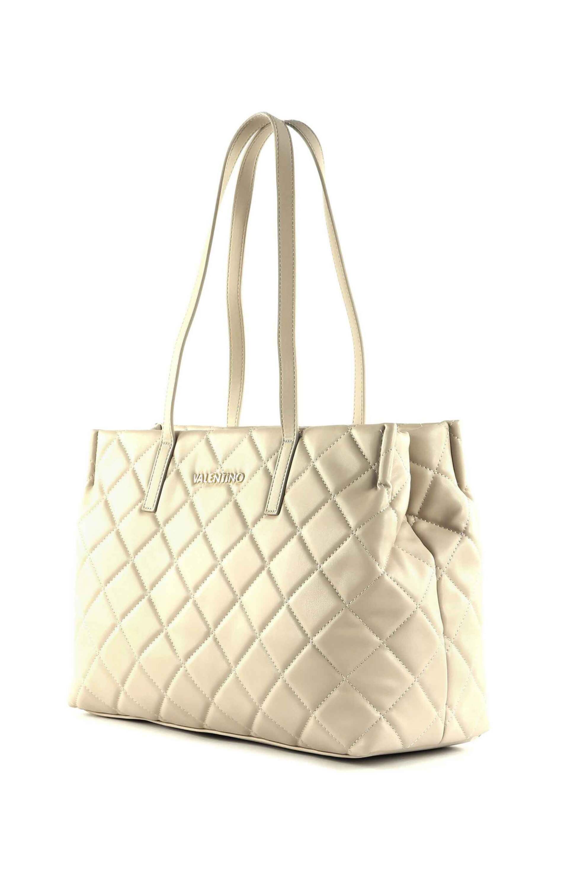 Valentino γυναικεία τσάντα shopper καπιτονέ με μεταλλικό λογότυπο "Ocarina" - 17LVBS3KK10R/OC Μπεζ φωτογραφία