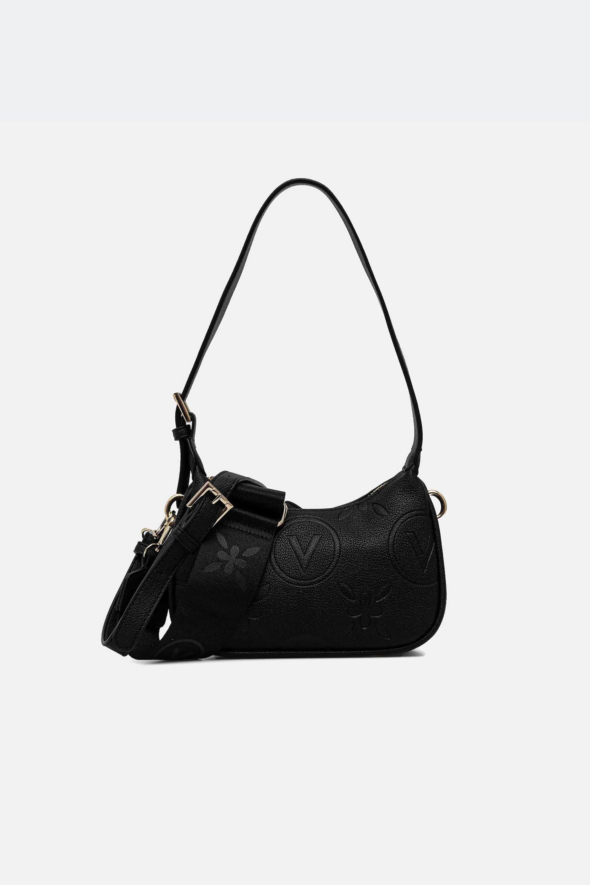 VALENTINO BY MARIO VALENTINO Valentino γυναικεία τσάντα ώμου με ανάγλυφο λογότυπο - 45LVBS8ZG13/SAM Μαύρο