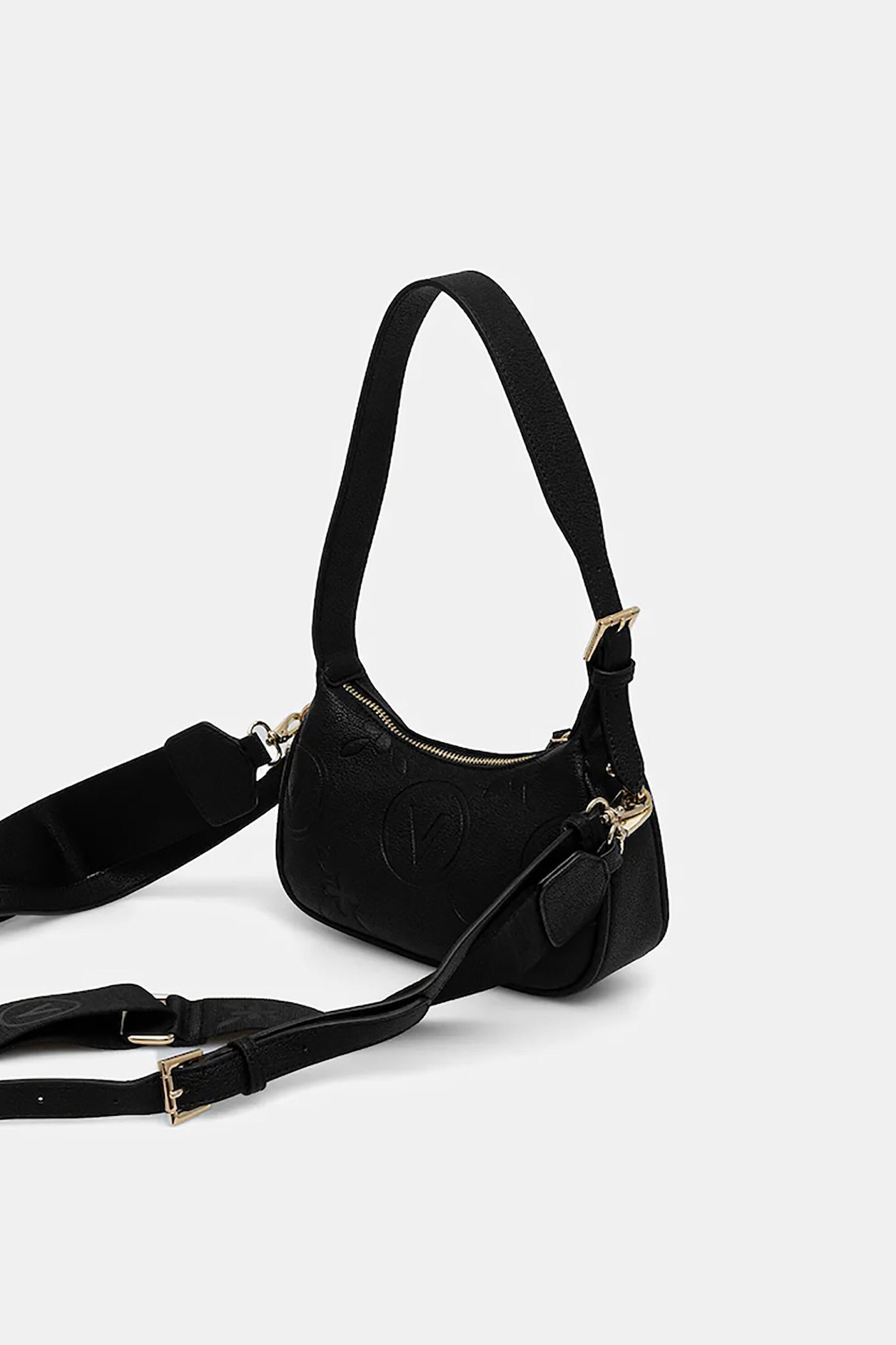 Valentino γυναικεία τσάντα ώμου με ανάγλυφο λογότυπο - 45LVBS8ZG13/SAM Μαύρο φωτογραφία