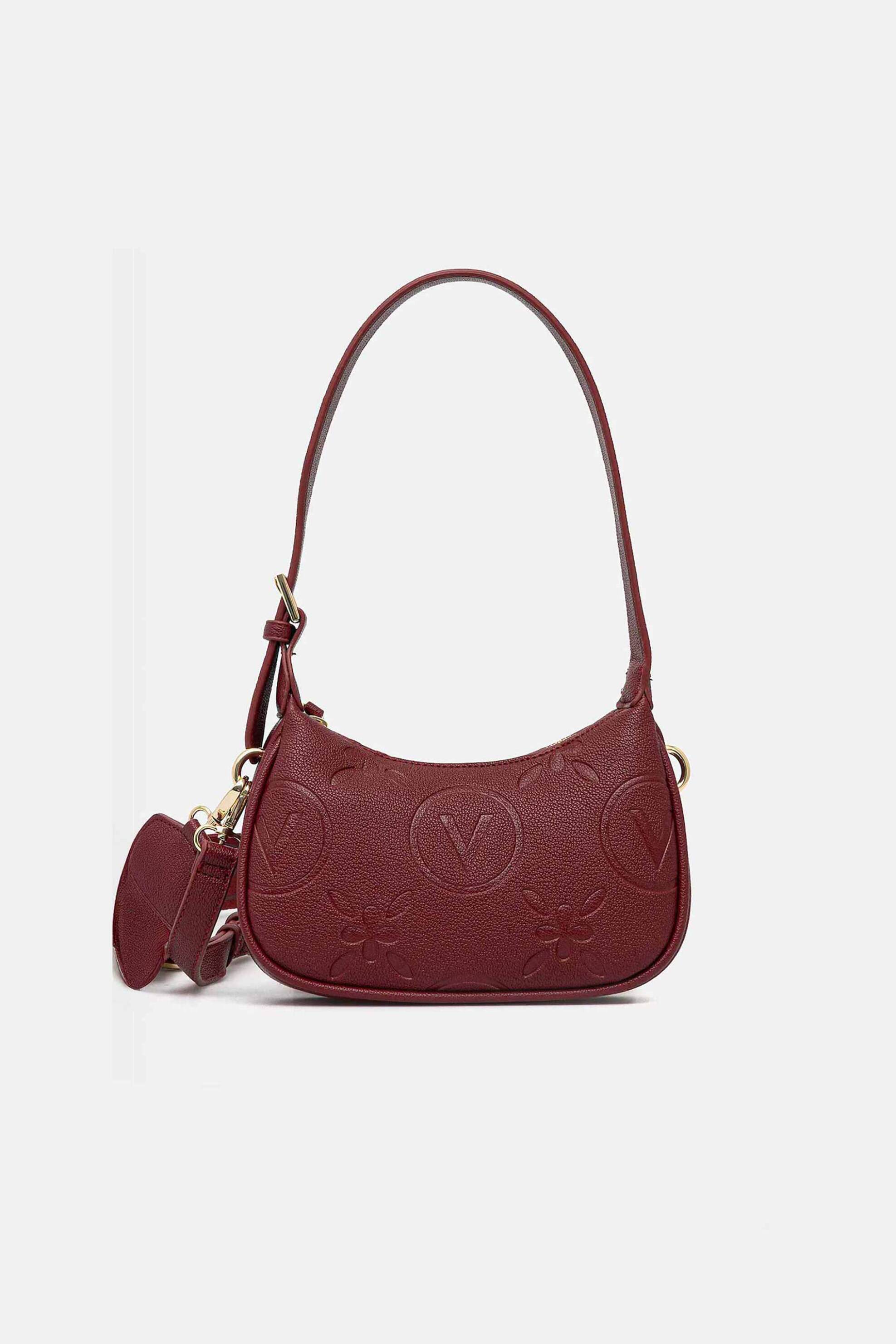 VALENTINO BY MARIO VALENTINO Valentino γυναικεία τσάντα ώμου με ανάγλυφο λογότυπο - 45LVBS8ZG13/SAM Μπορντό