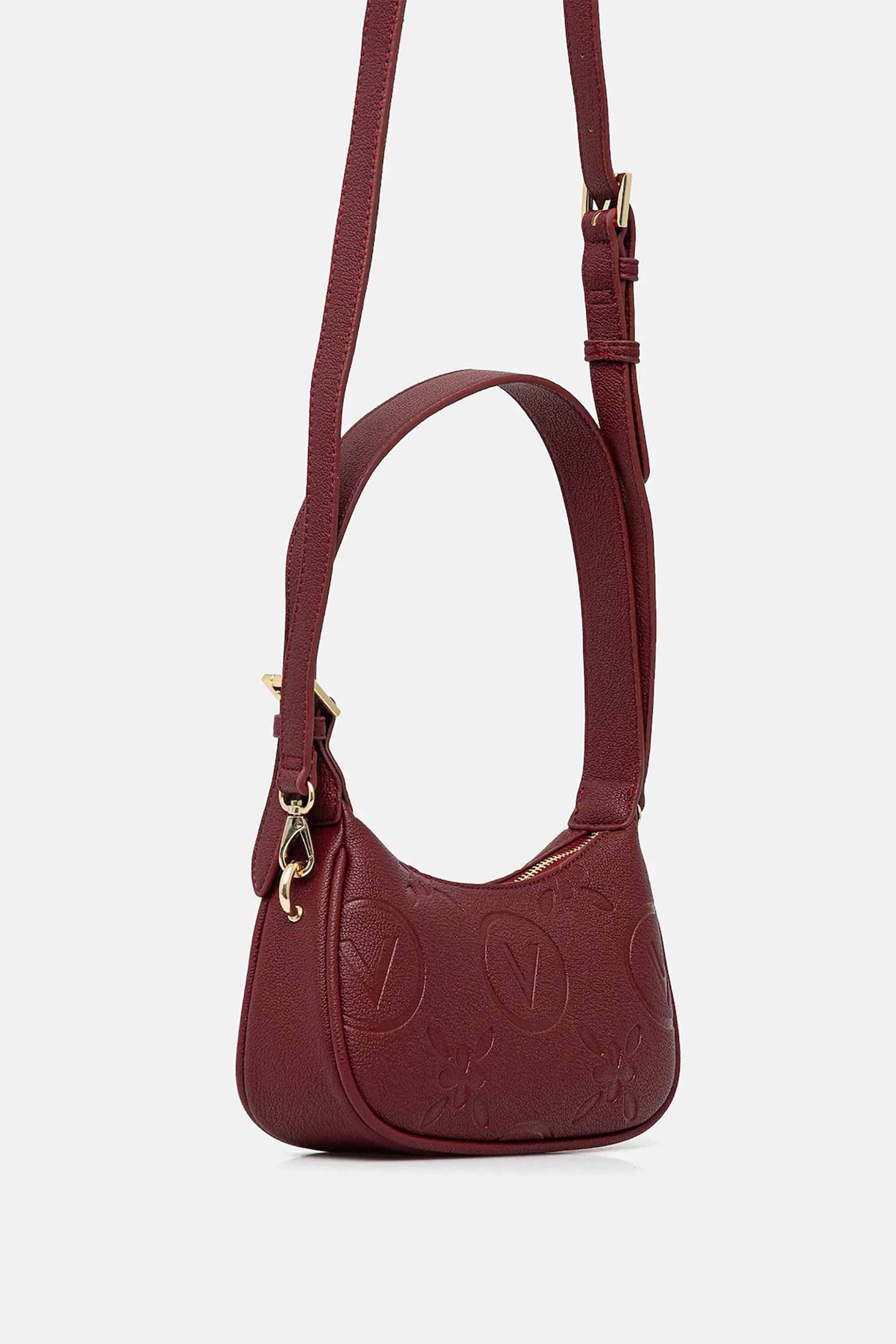 Valentino γυναικεία τσάντα ώμου με ανάγλυφο λογότυπο - 45LVBS8ZG13/SAM Μπορντό φωτογραφία