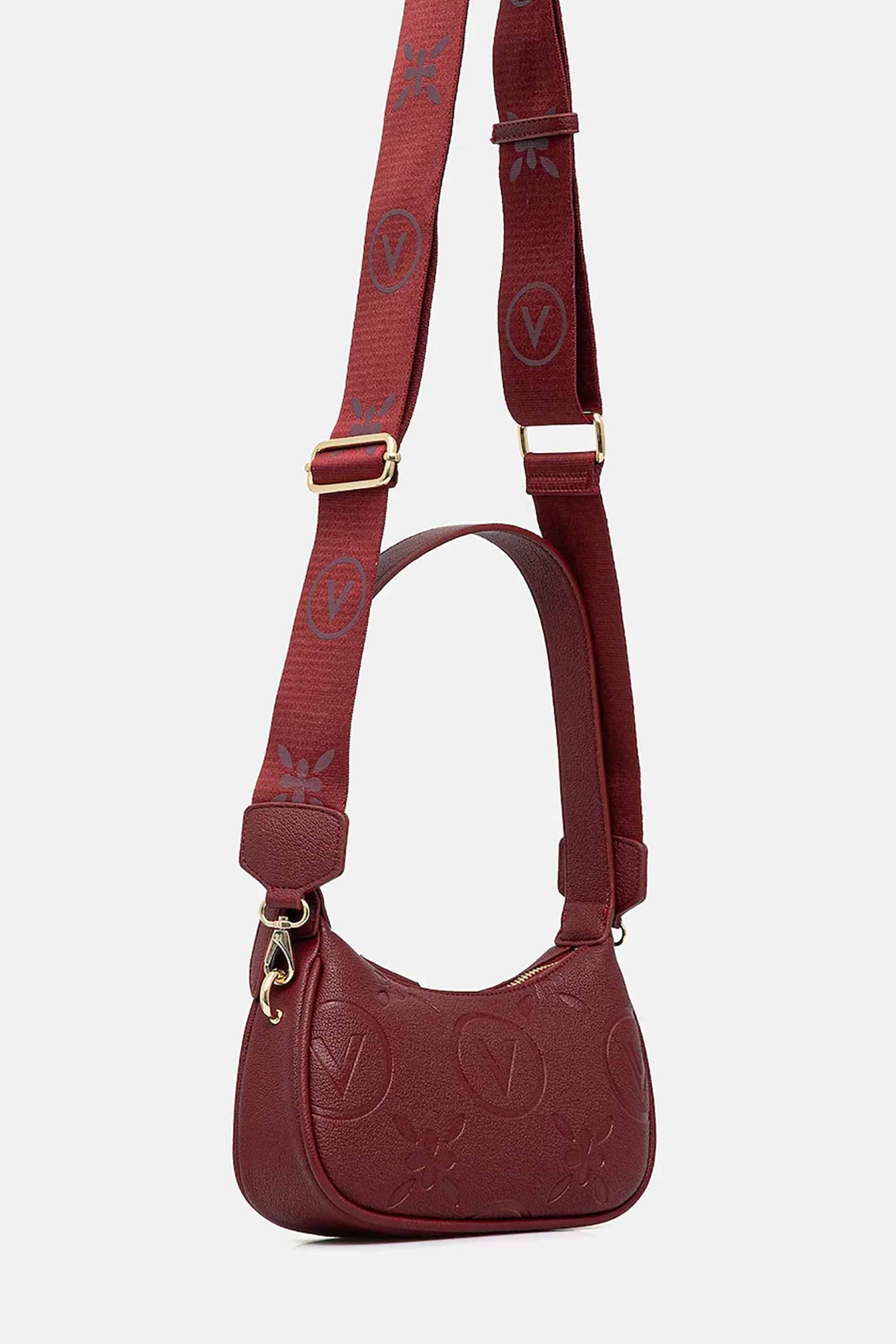Valentino γυναικεία τσάντα ώμου με ανάγλυφο λογότυπο - 45LVBS8ZG13/SAM Μπορντό φωτογραφία