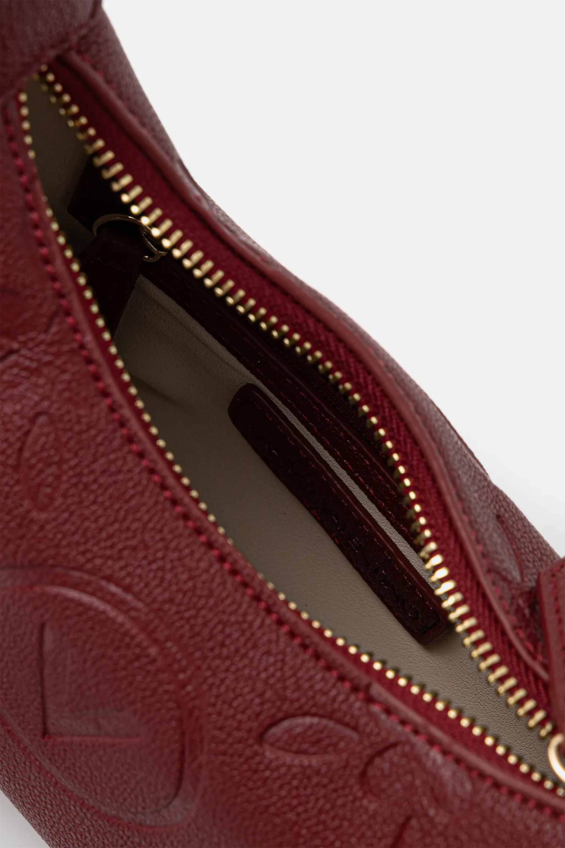 Valentino γυναικεία τσάντα ώμου με ανάγλυφο λογότυπο - 45LVBS8ZG13/SAM Μπορντό φωτογραφία