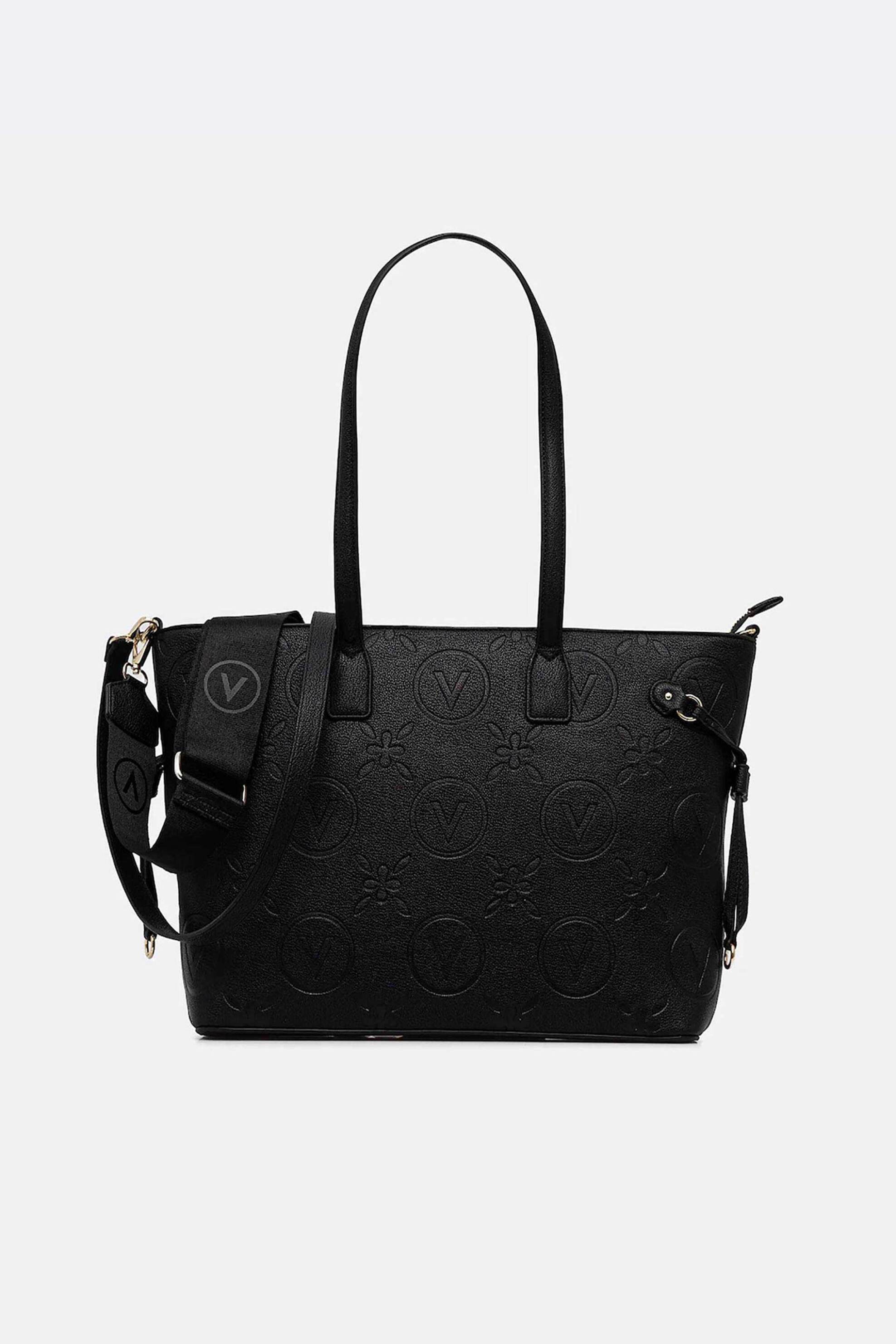 VALENTINO BY MARIO VALENTINO Valentino γυναικεία τσάντα ώμου με ανάγλυφο λογότυπο "Samba Re" - 45LVBS8ZG01/SAM Μαύρο