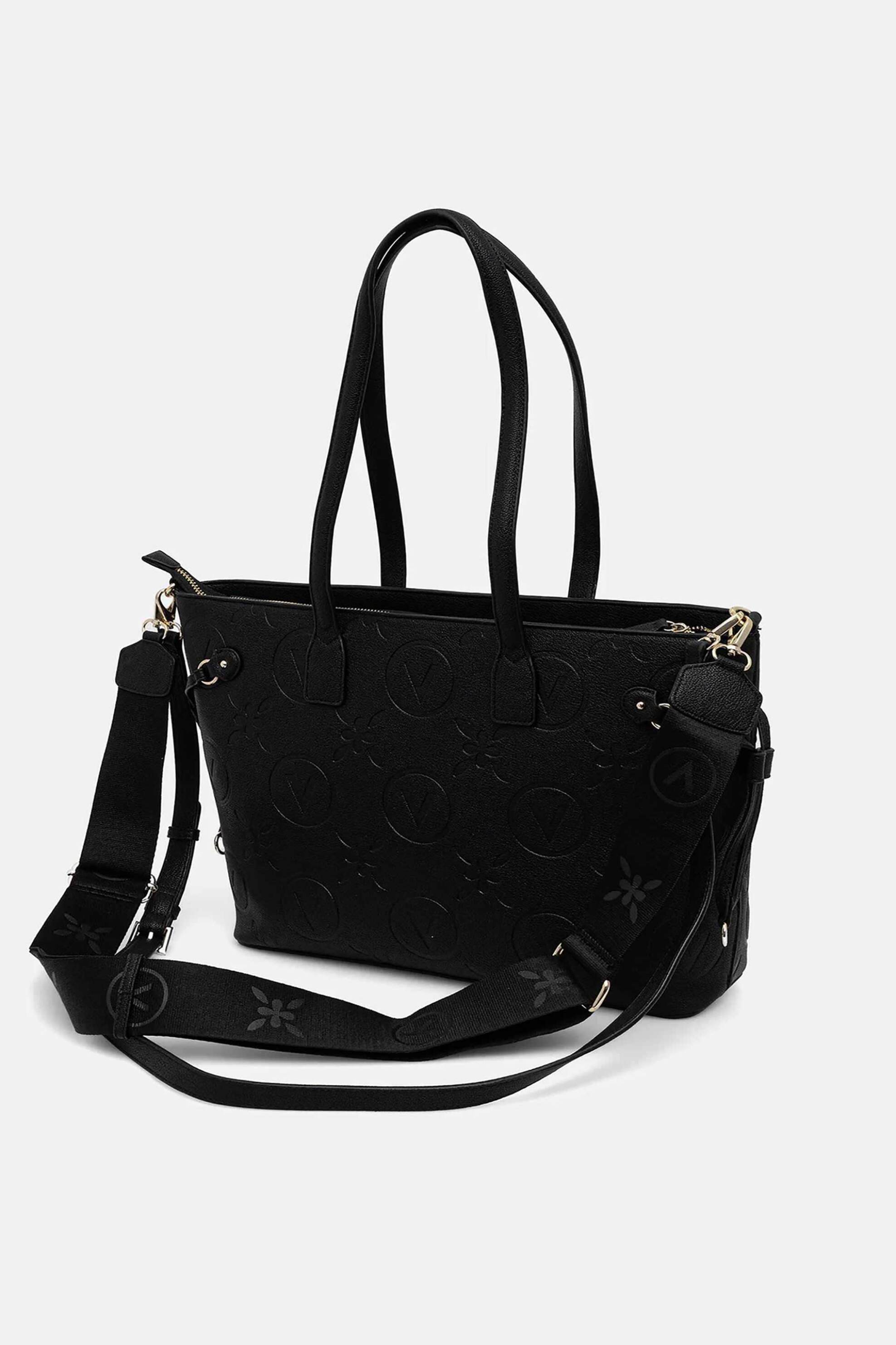 Valentino γυναικεία τσάντα ώμου με ανάγλυφο λογότυπο "Samba Re" - 45LVBS8ZG01/SAM Μαύρο φωτογραφία