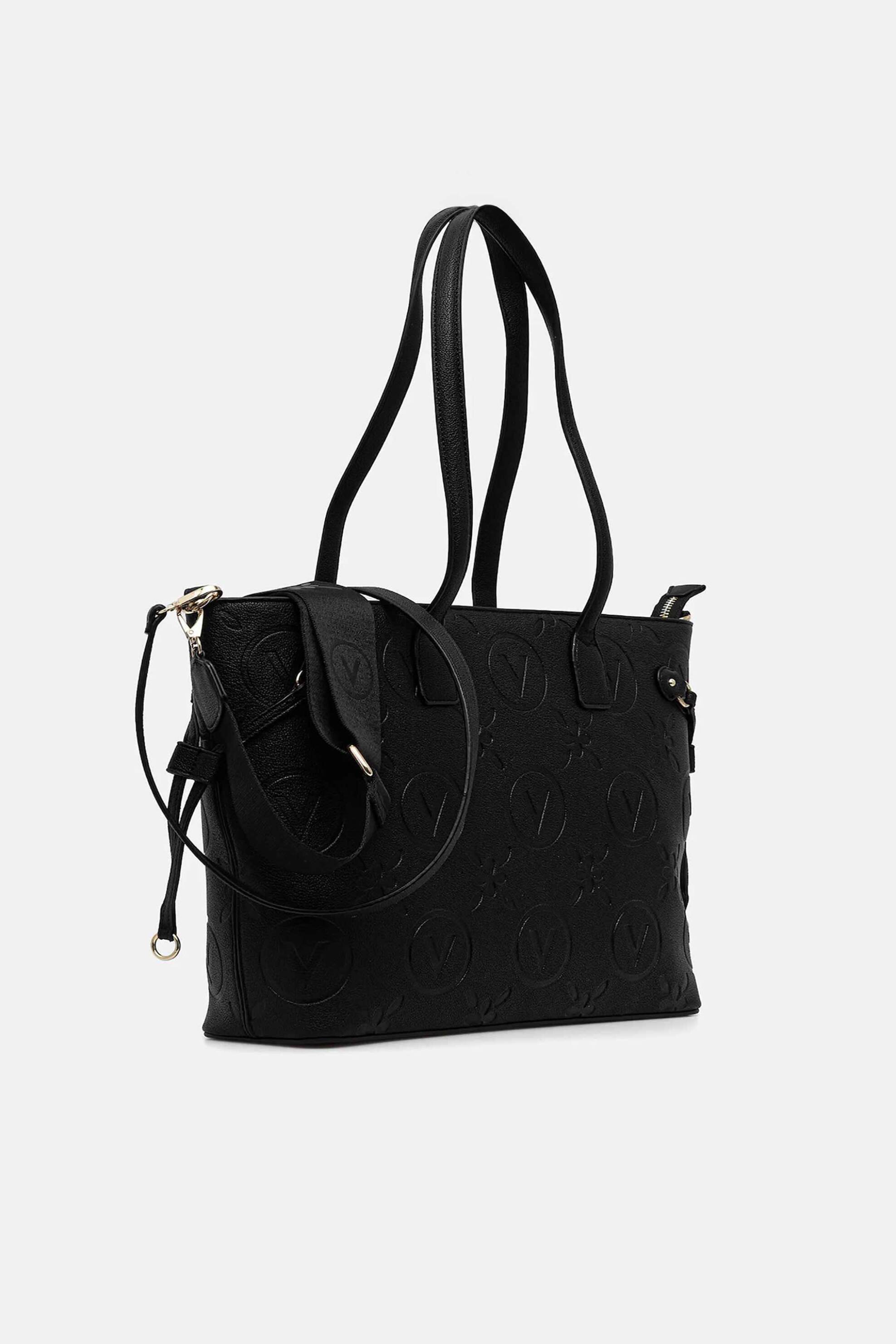 Valentino γυναικεία τσάντα ώμου με ανάγλυφο λογότυπο "Samba Re" - 45LVBS8ZG01/SAM Μαύρο φωτογραφία