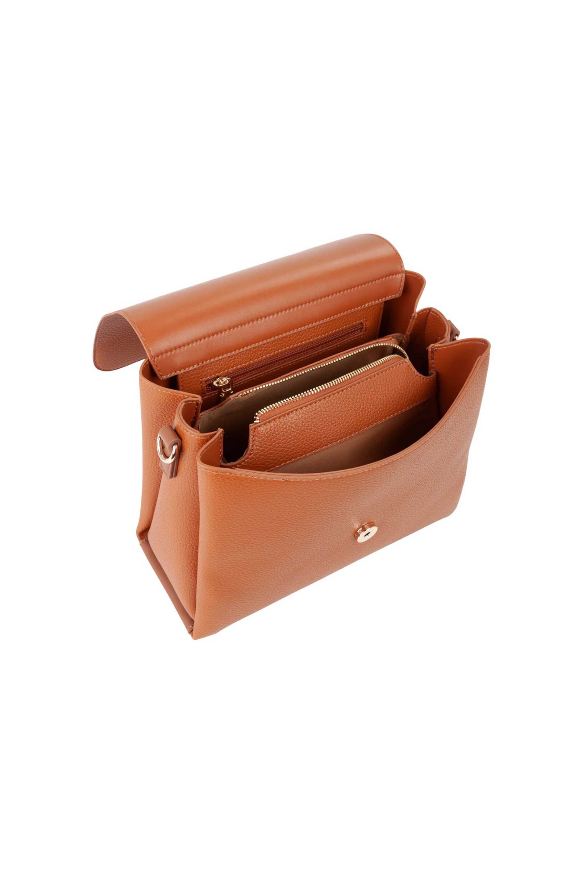Valentino Γυναικεία Τσάντα Ώμου Crossbody με Μεταλλικό Λογότυπο Alexia - 73Lvbs5A803 Ale Καφέ
