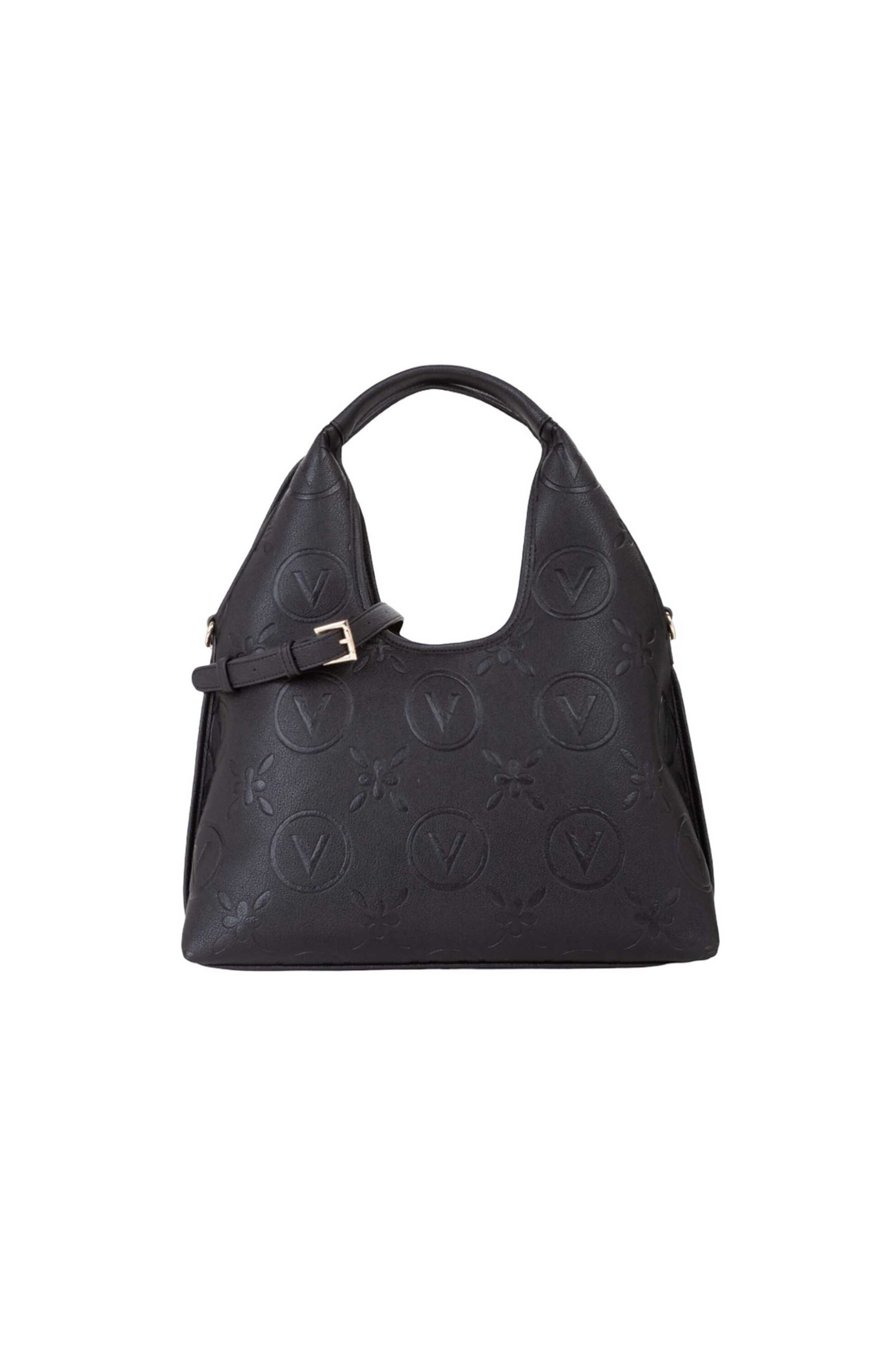 Valentino γυναικεία τσάντα shopper με ανάγλυφο λογότυπο "Samba Re" - 73LVBS8ZG02/SAM Μαύρο