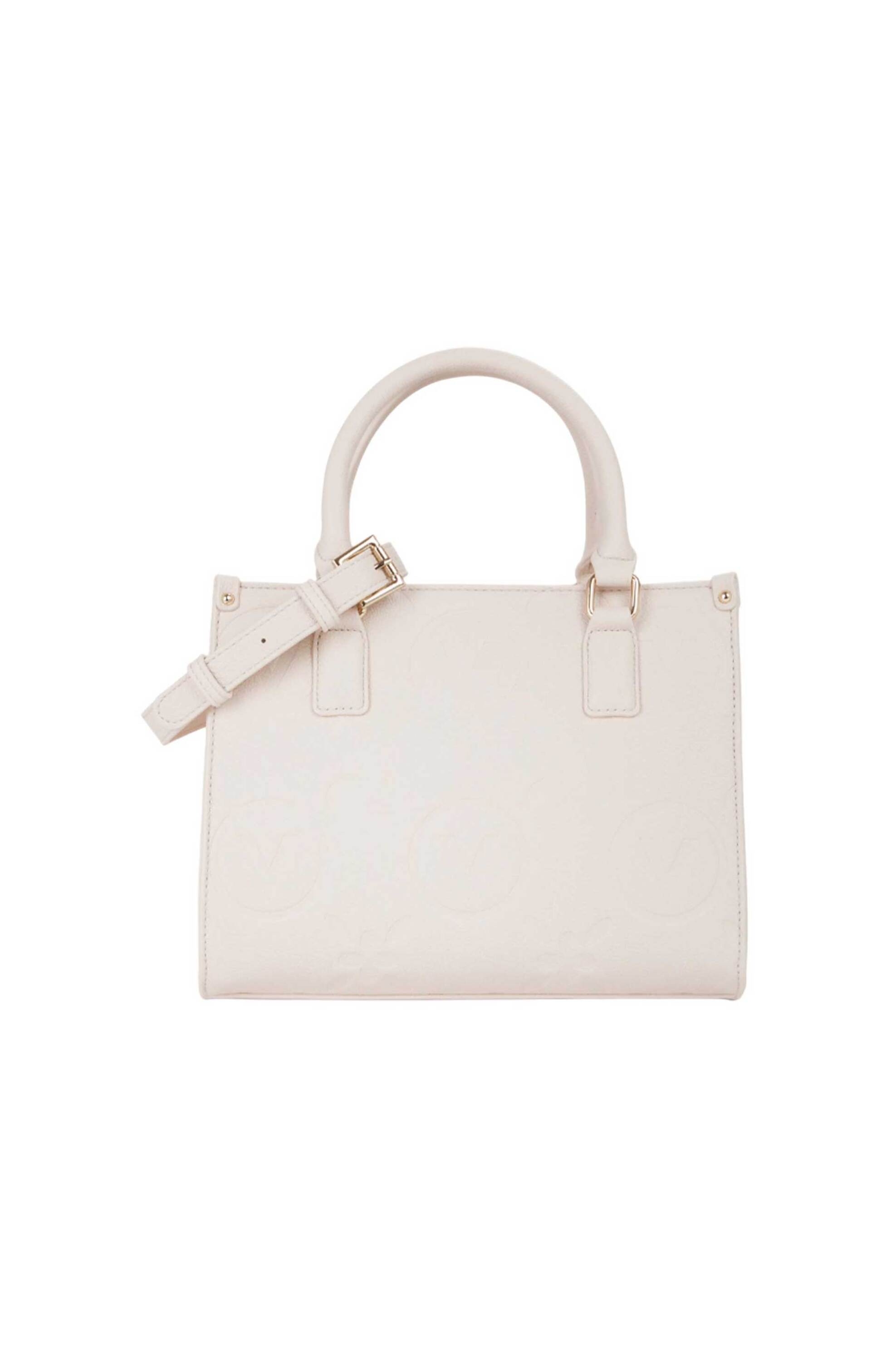 Valentino γυναικεία τσάντα χειρός με ανάγλυφο λογότυπο "Samba Re" - 73LVBS8ZG04/SAM Εκρού