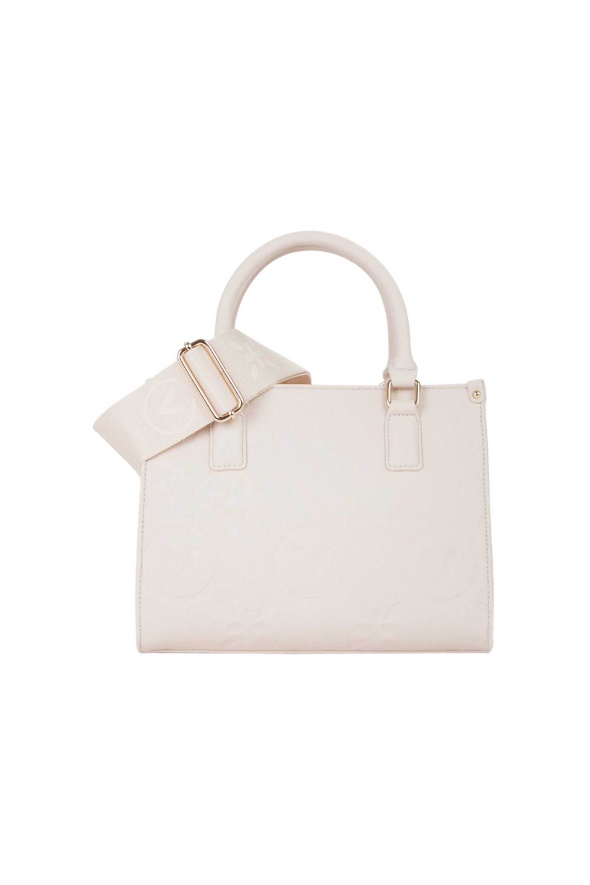 Valentino γυναικεία τσάντα χειρός με ανάγλυφο λογότυπο "Samba Re" - 73LVBS8ZG04/SAM Εκρού φωτογραφία