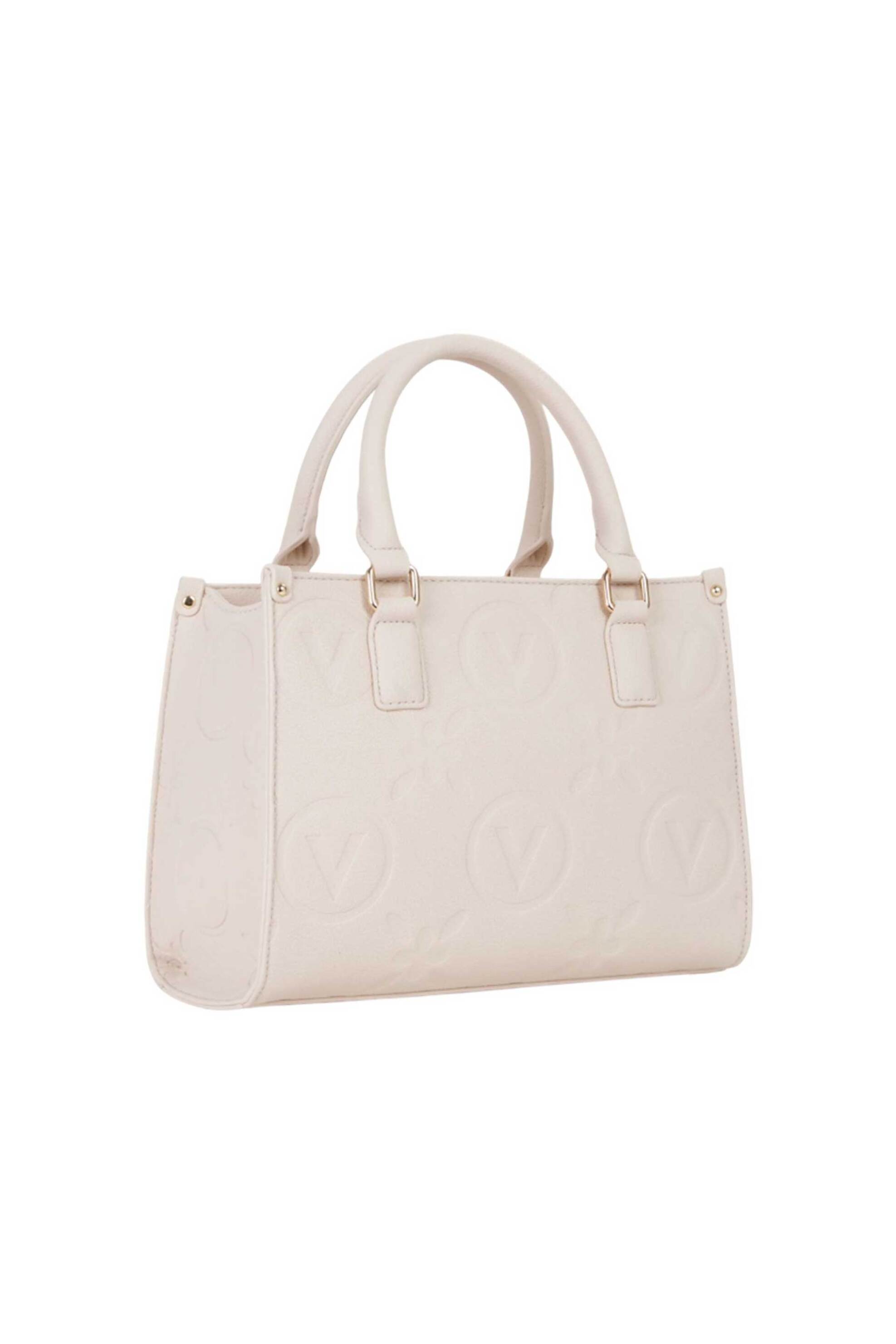 Valentino γυναικεία τσάντα χειρός με ανάγλυφο λογότυπο "Samba Re" - 73LVBS8ZG04/SAM Εκρού φωτογραφία