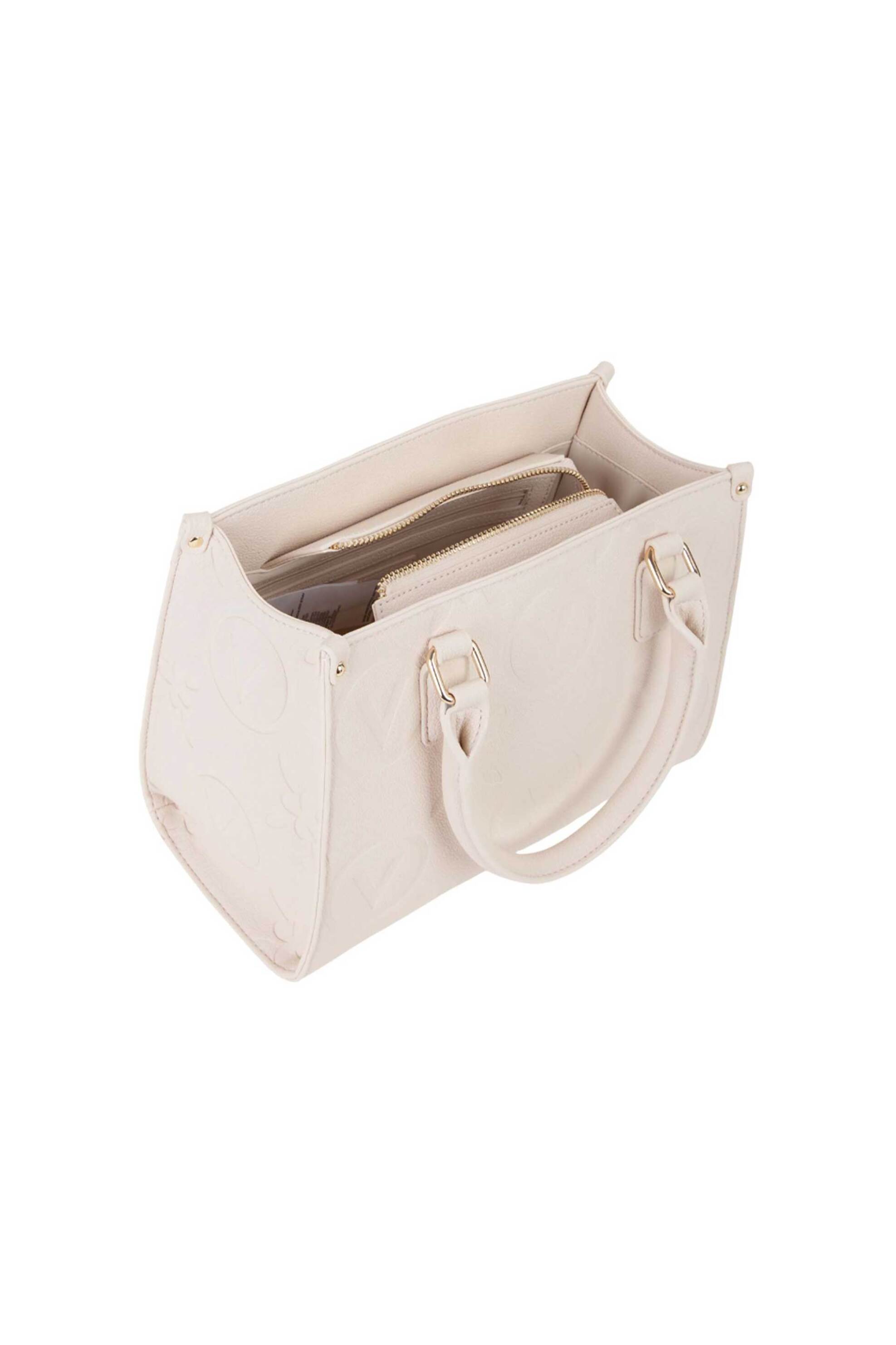 Valentino γυναικεία τσάντα χειρός με ανάγλυφο λογότυπο "Samba Re" - 73LVBS8ZG04/SAM Εκρού φωτογραφία