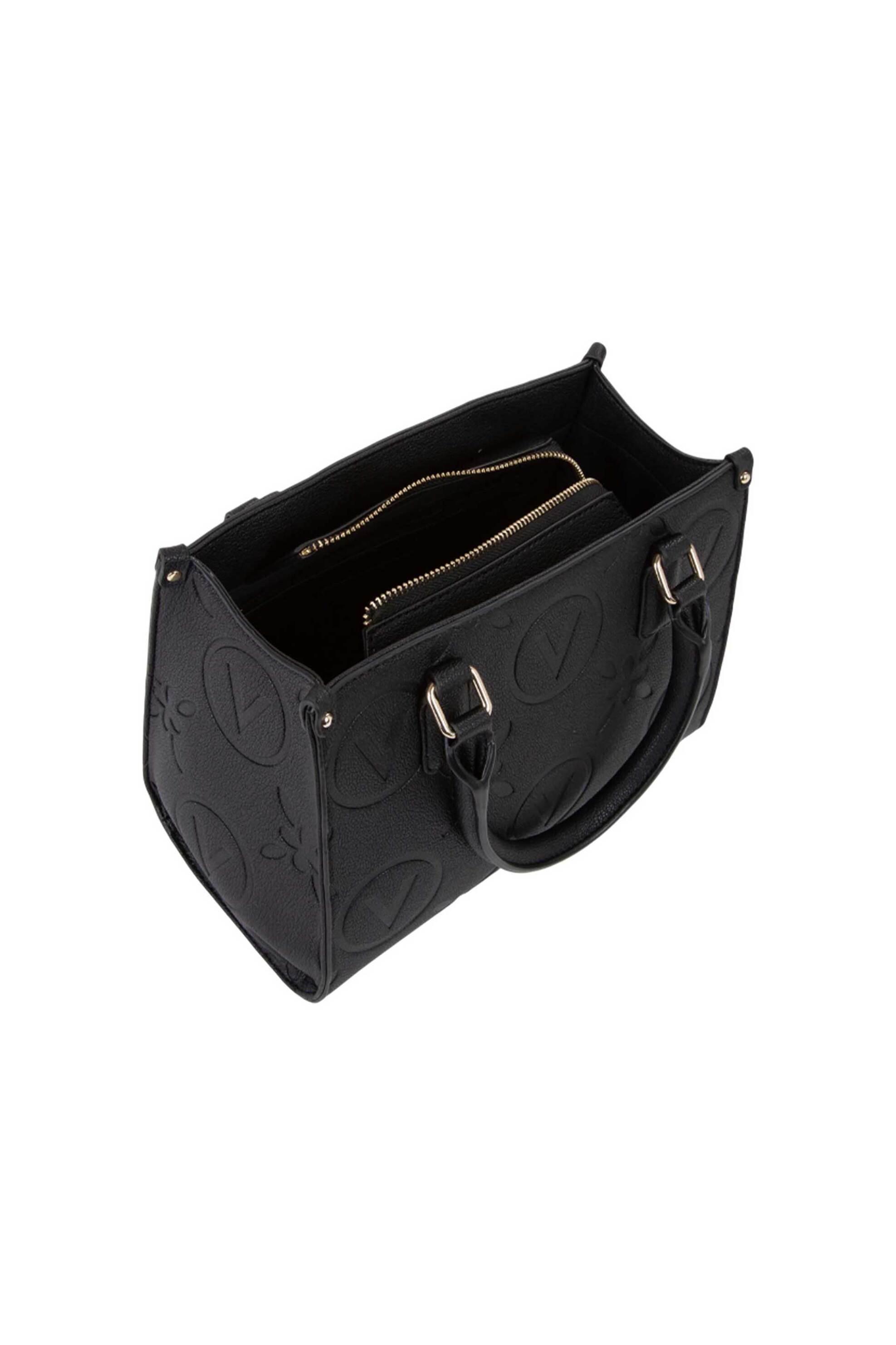 Valentino γυναικεία τσάντα χειρός με ανάγλυφο λογότυπο "Samba Re" - 73LVBS8ZG04/SAM Μαύρο φωτογραφία