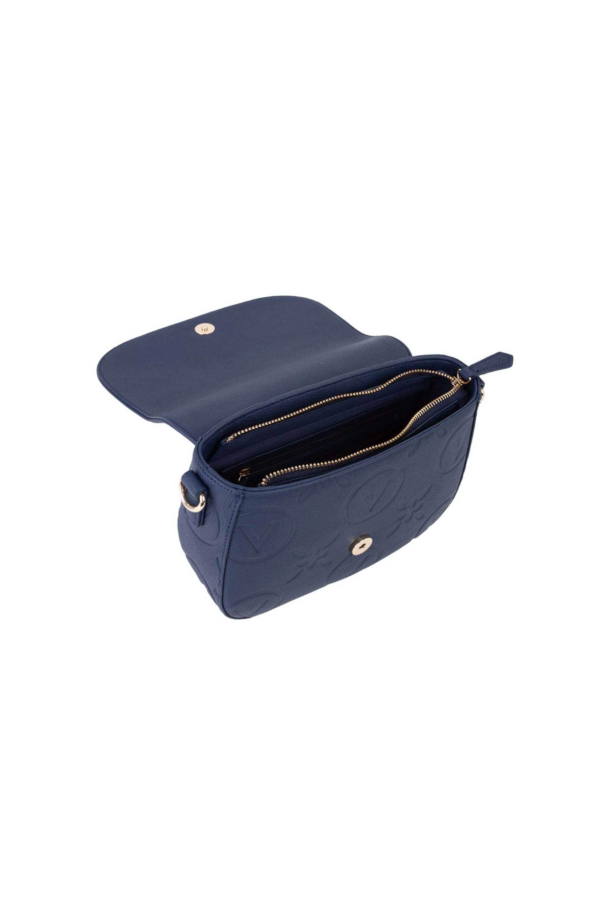 Valentino γυναικεία τσάντα ώμου/crossbody με ανάγλυφο λογότυπο "Samba Re" - 73LVBS8ZG10/SAM Μπλε Σκούρο φωτογραφία