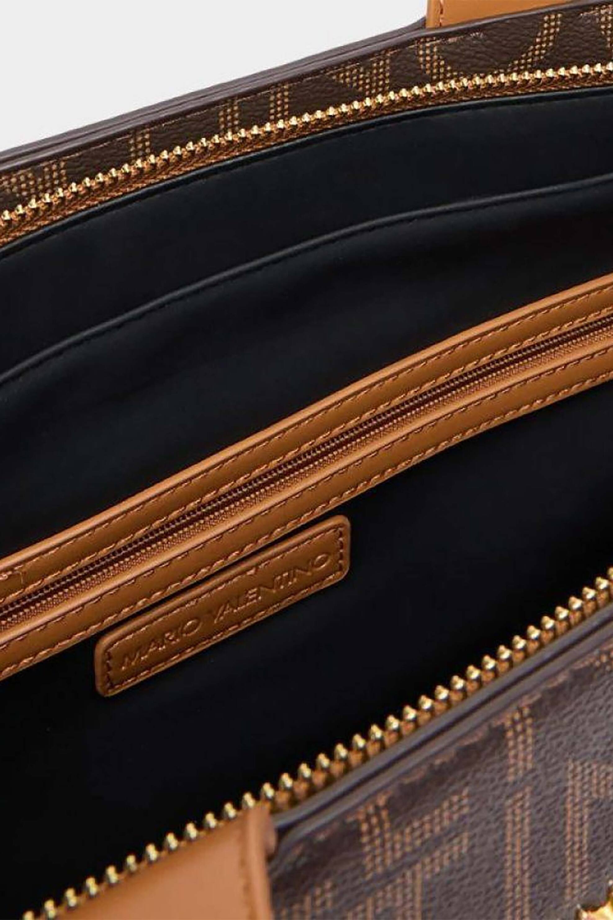 Valentino Γυναικεία Τσάντα Tote με Ανάγλυφο Και Μεταλλικό Λογότυπο Regina - 73Lvbs9Is01 Reg Καφέ
