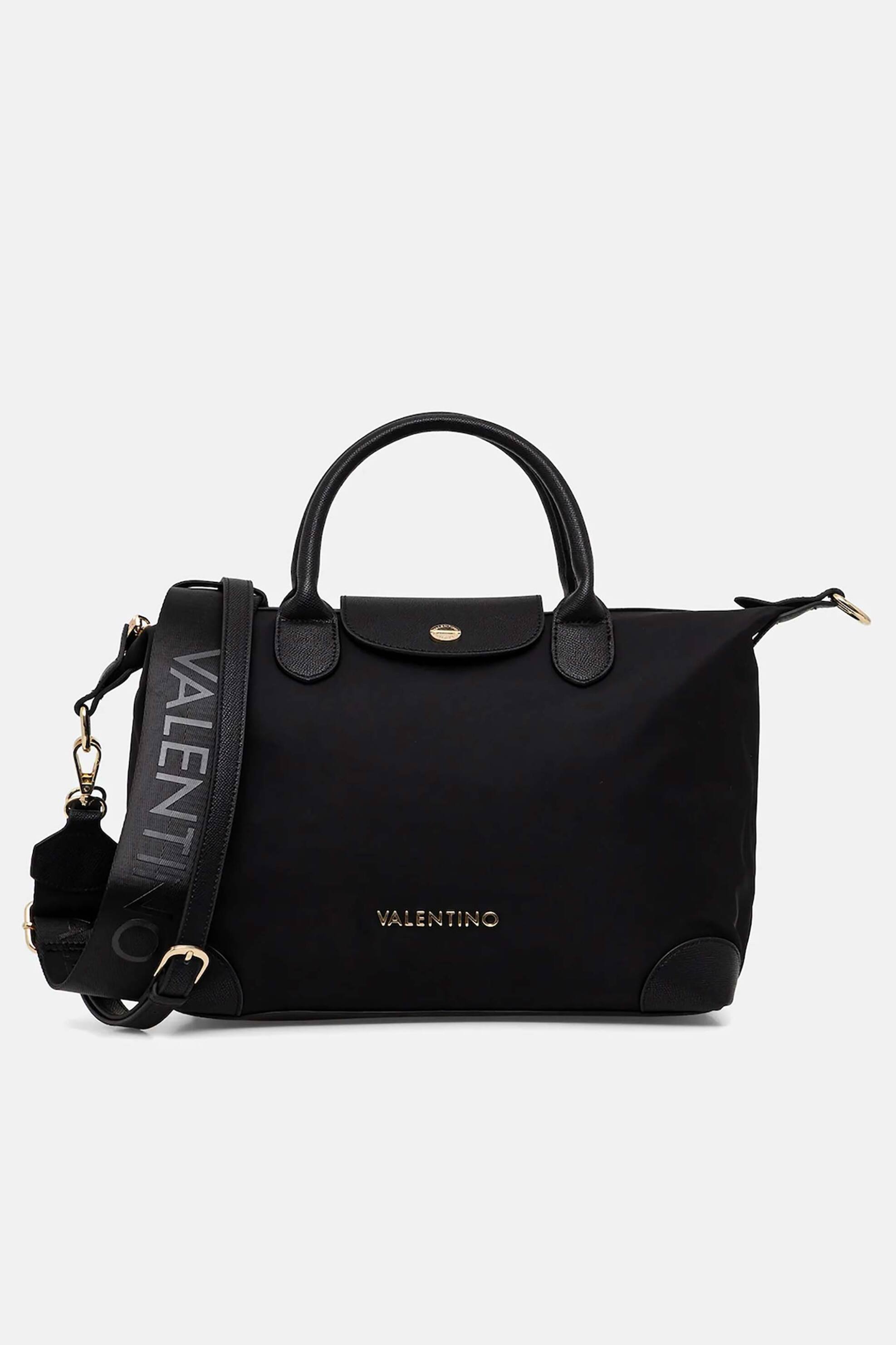 Valentino γυναικεία τσάντα χειρός με μεταλλικό λογότυπο "Jolly Re" - 73LVBS9JX23/JOL Μαύρο