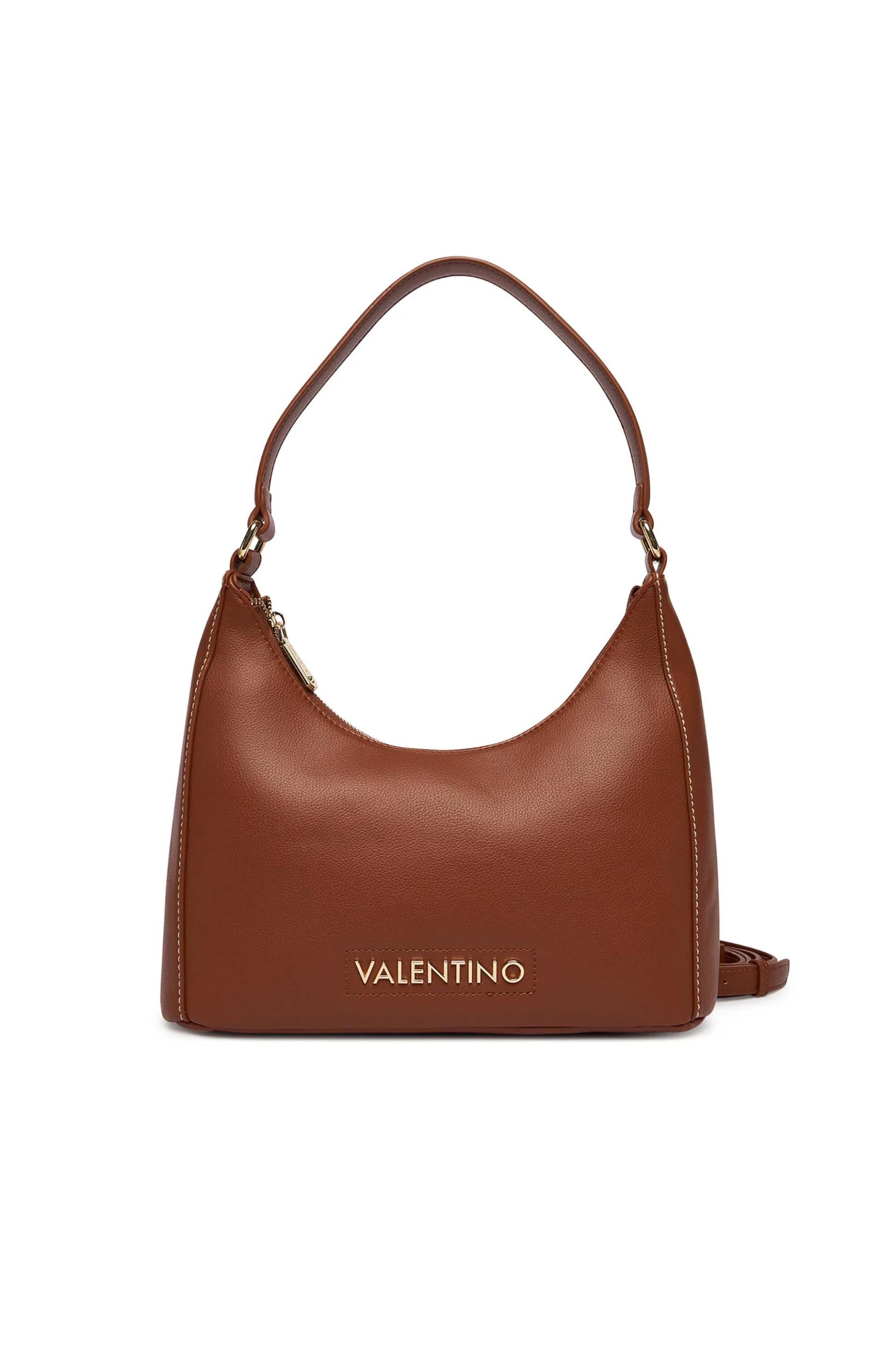 Valentino γυναικεία τσάντα ώμου με μεταλλικό λογότυπο "Aury Re" - 73LVBS9OB07/AUR Καφέ