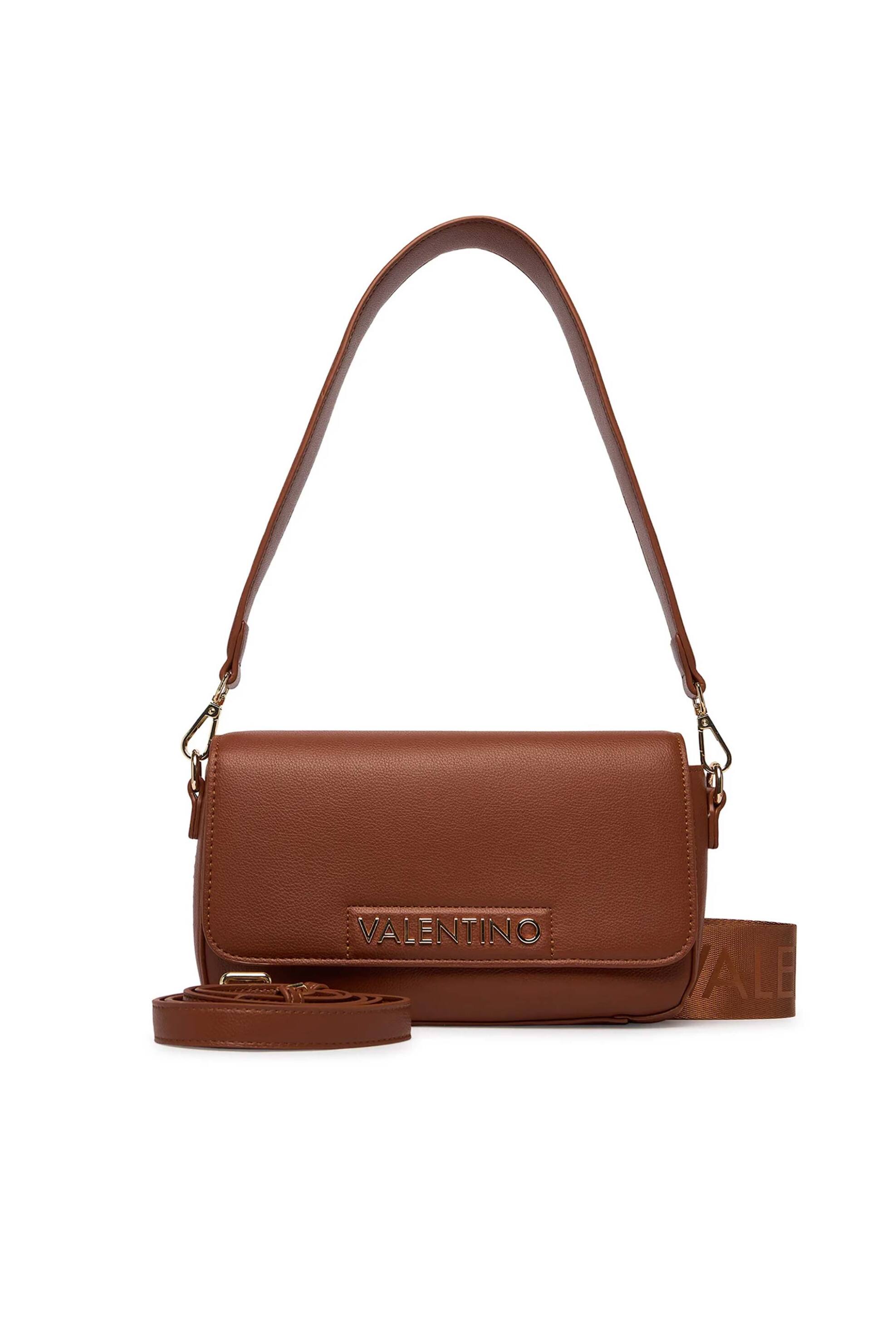 Valentino γυναικεία τσάντα ώμου/crossbody με μεταλλικό λογότυπο "Aury Re" - 73LVBS9OB09/AUR Καφέ