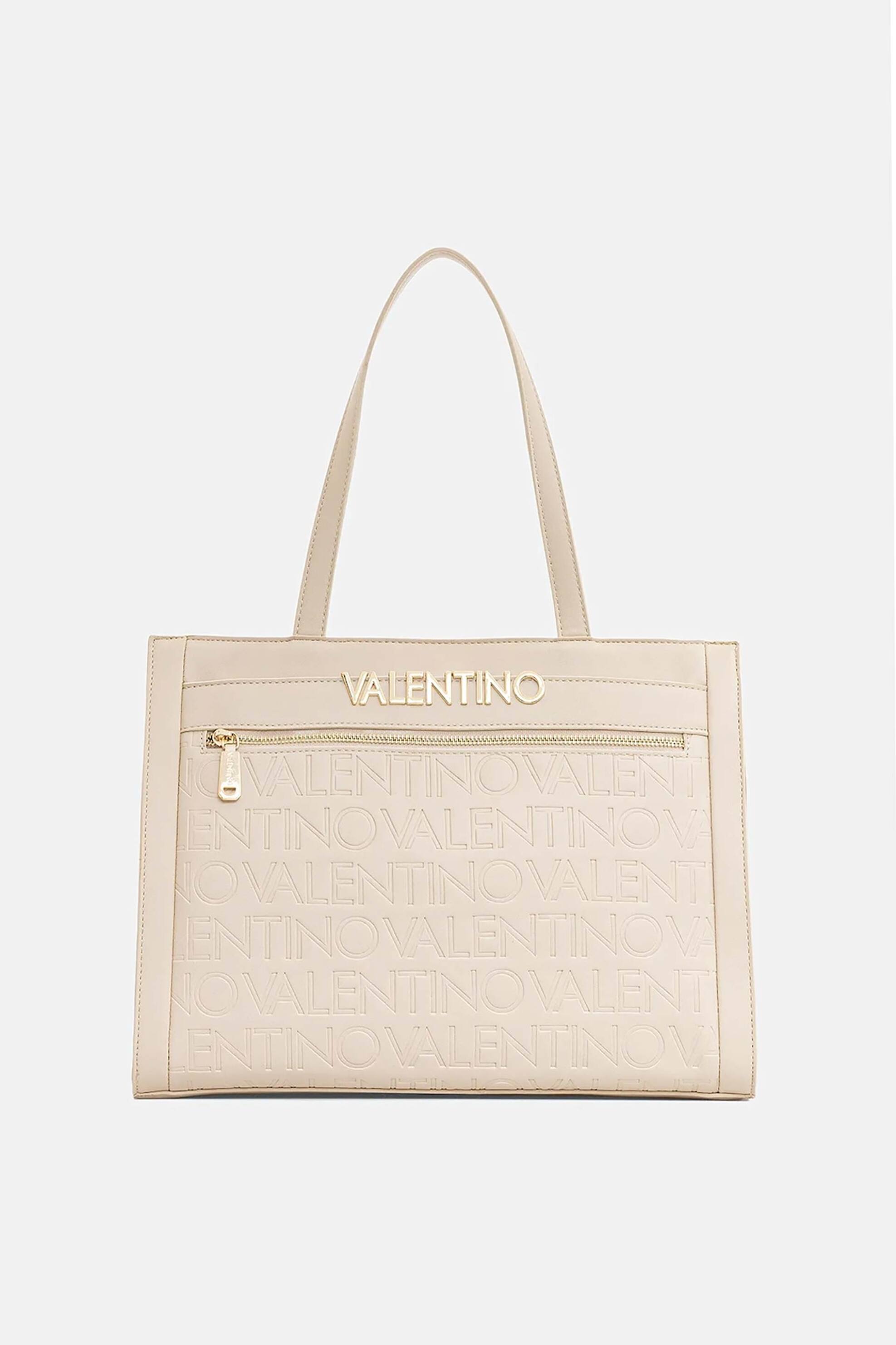 VALENTINO BY MARIO VALENTINO Valentino γυναικεία τσάντα shopper με μεταλλικό και ανάγλυφο λογότυπο 