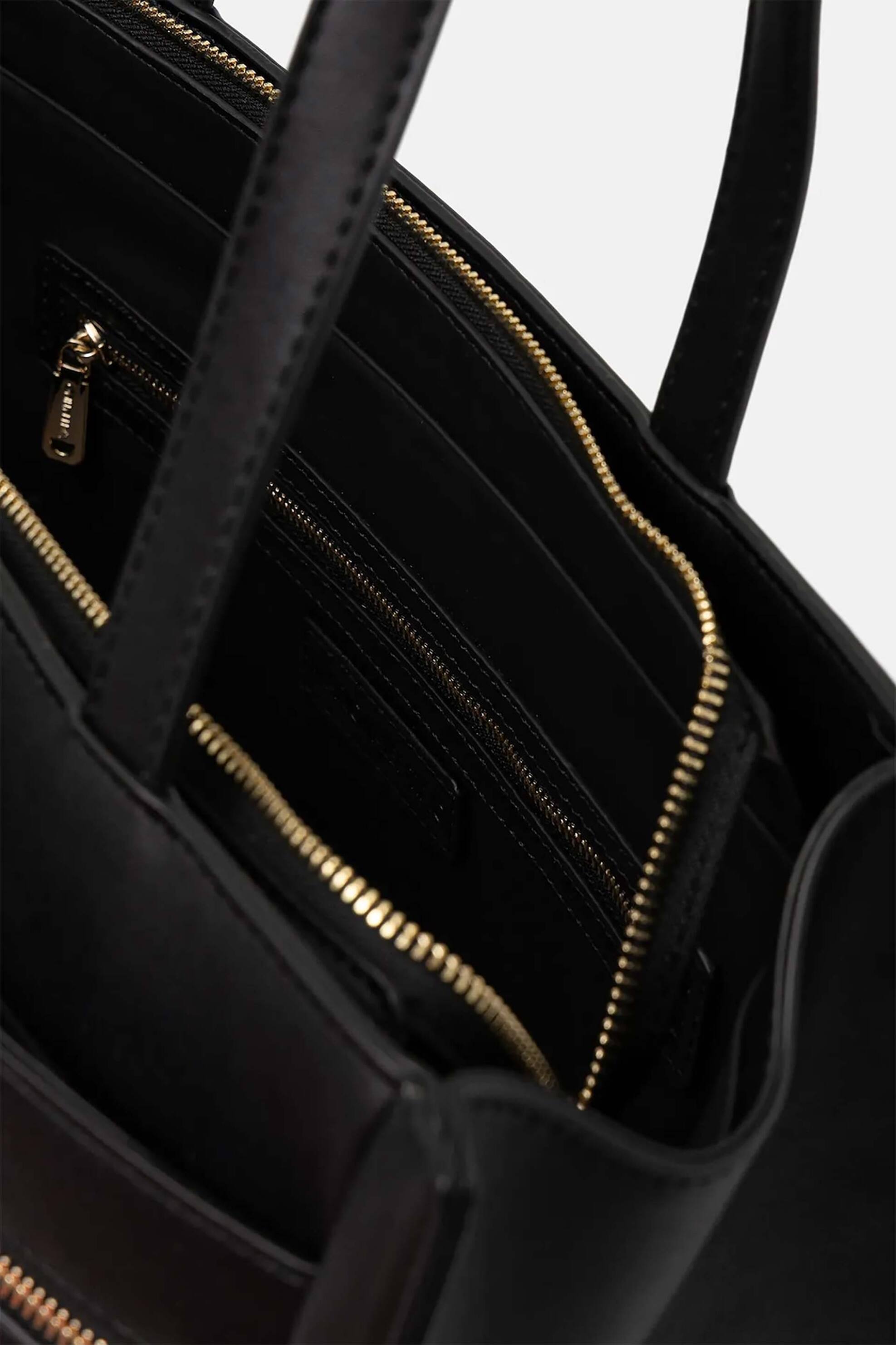 Valentino Γυναικεία Τσάντα Shopper με Μεταλλικό Και Ανάγλυφο Λογότυπο Cora - 73Lvbs9Oo01 Cor Μαύρο