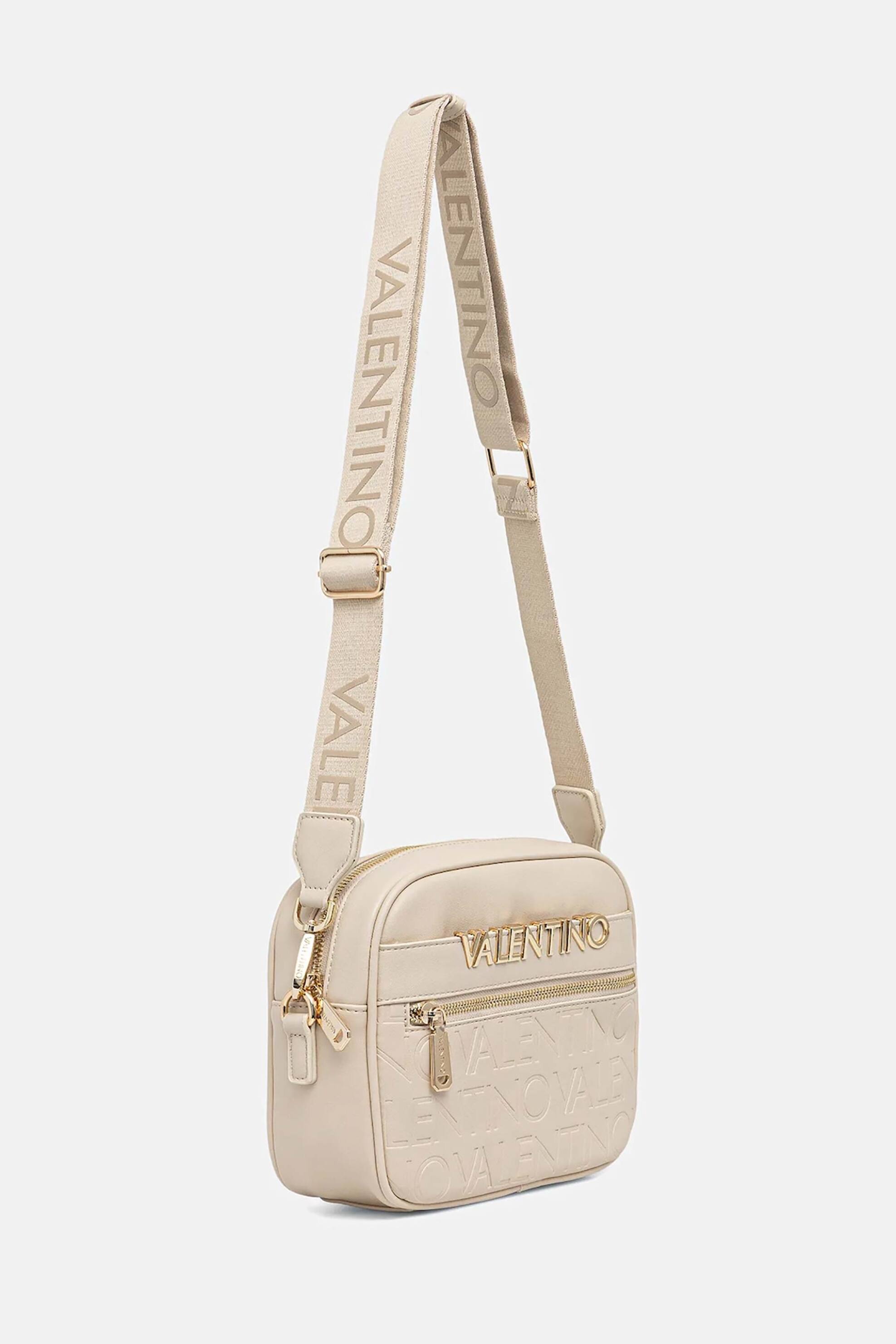 Valentino γυναικεία τσάντα ώμου/crossbody με μεταλλικό και ανάγλυφο λογότυπο 