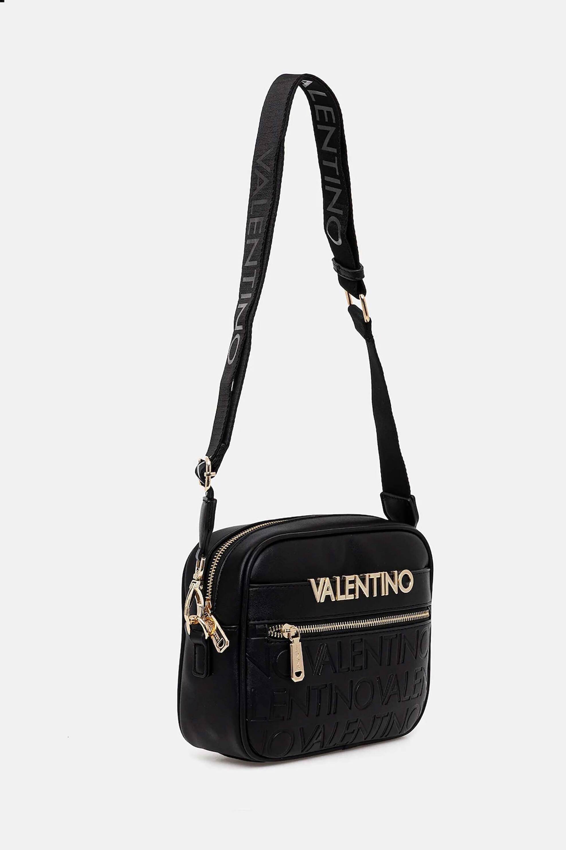 Valentino γυναικεία τσάντα ώμου/crossbody με μεταλλικό και ανάγλυφο λογότυπο 