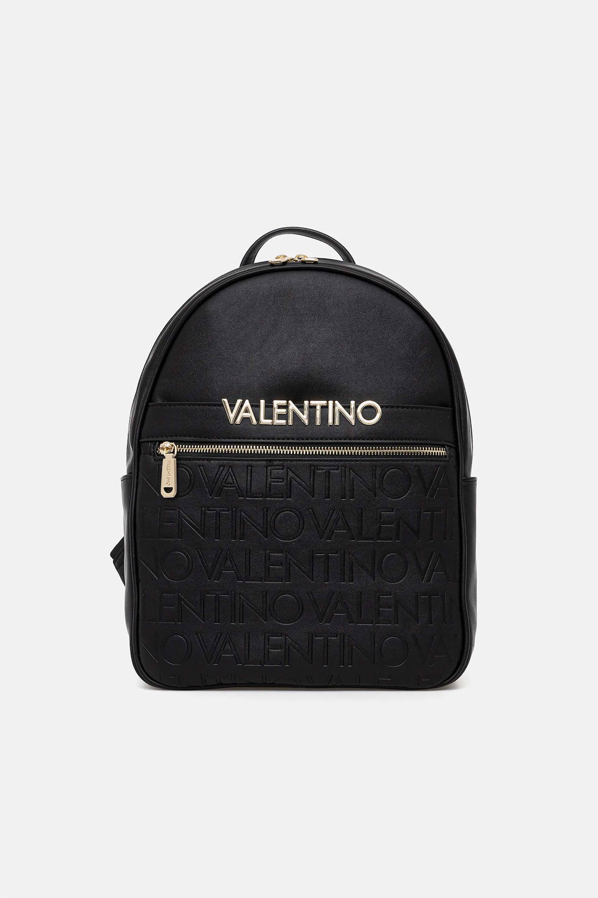 Valentino γυναικείο backpack με μεταλλικό και ανάγλυφο λογότυπο "Cora" - 73LVBS9OO20/COR Μαύρο