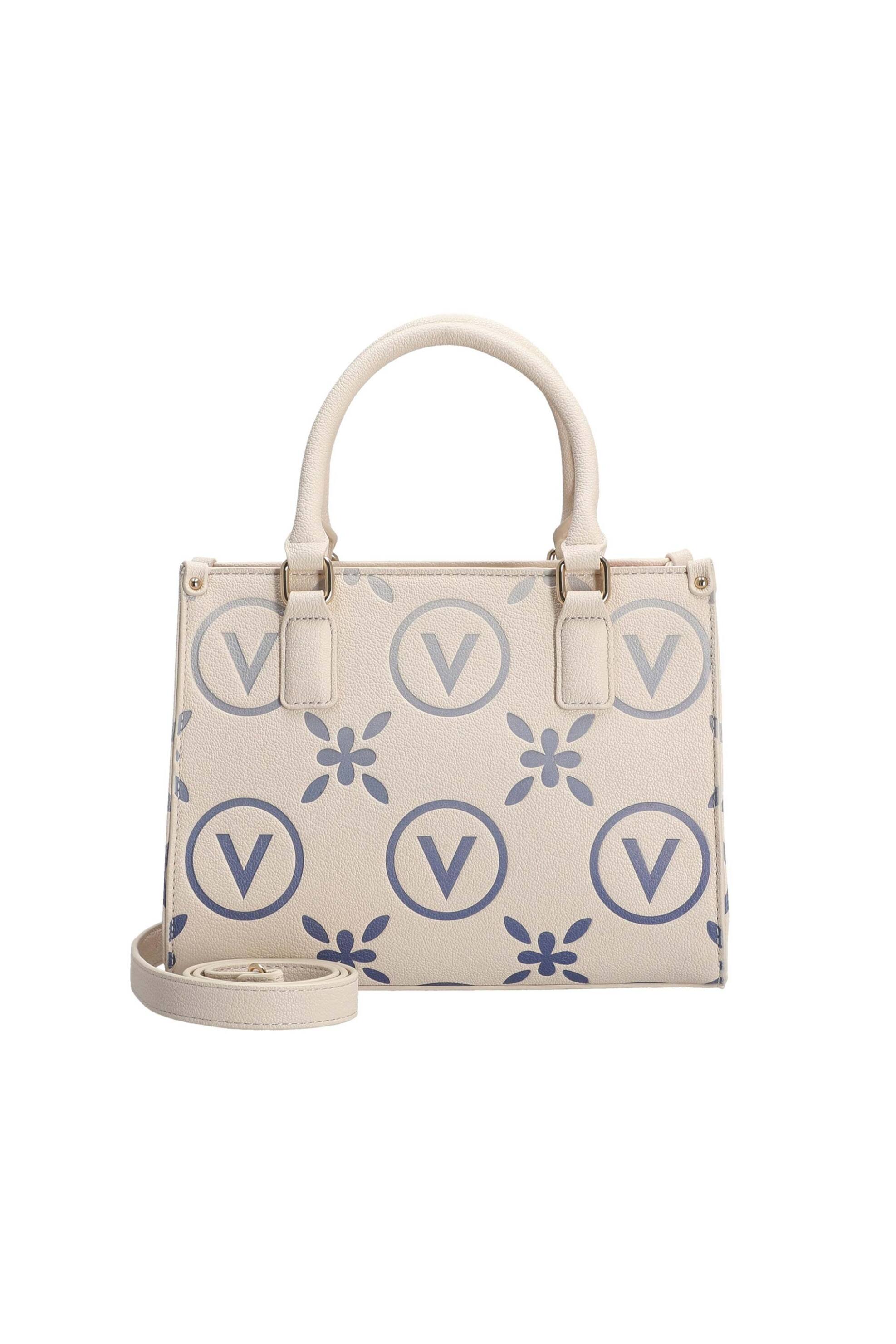 Valentino γυναικεία τσάντα χειρός με contrast ανάγλυφο λογότυπο "Samba Re" - 73LVBS9RS04/SAM Εκρού