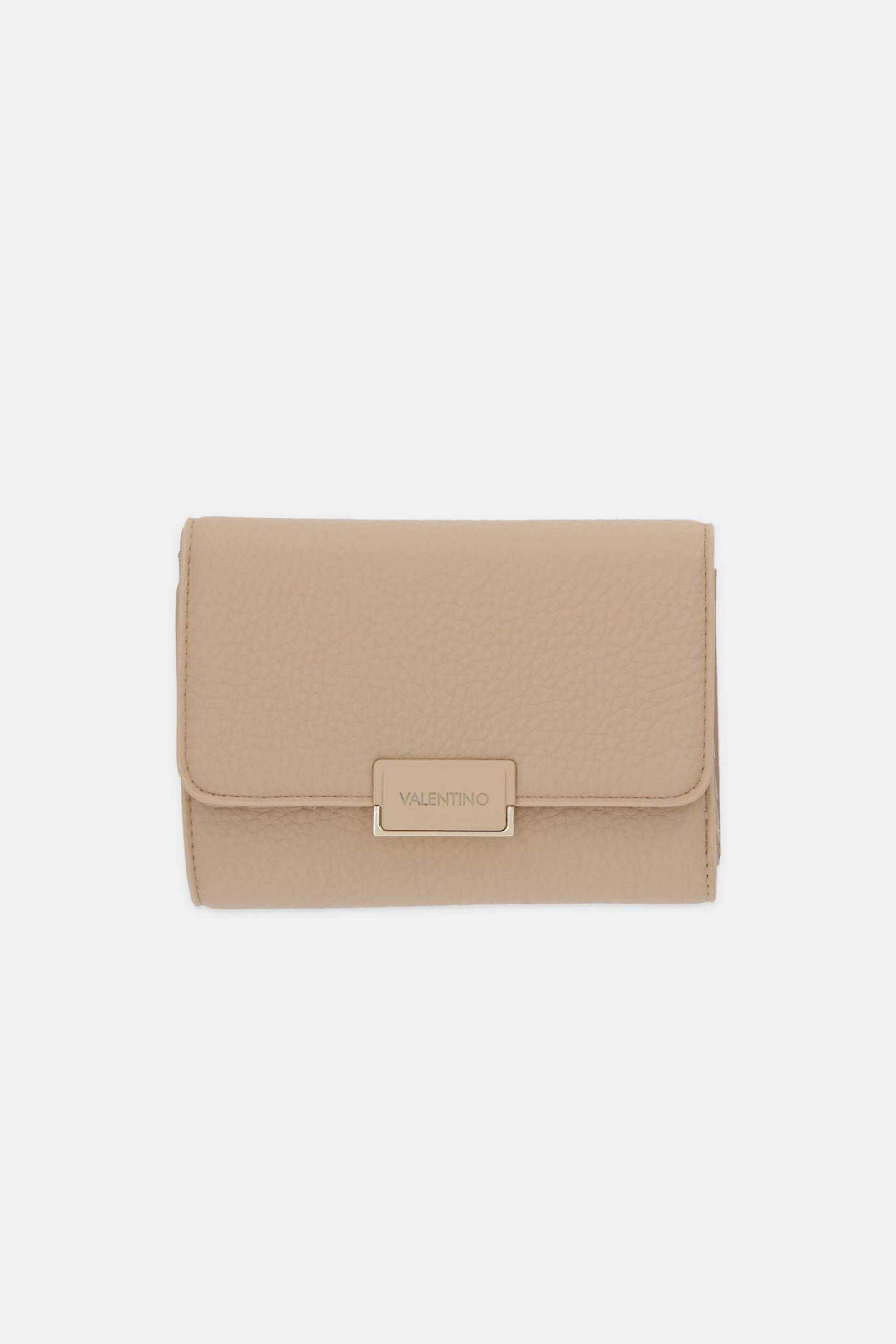 Valentino γυναικείο πορτοφόλι με μεταλλικό λογότυπο "Babette" - 73LVPS9K143/BAB Εκρού