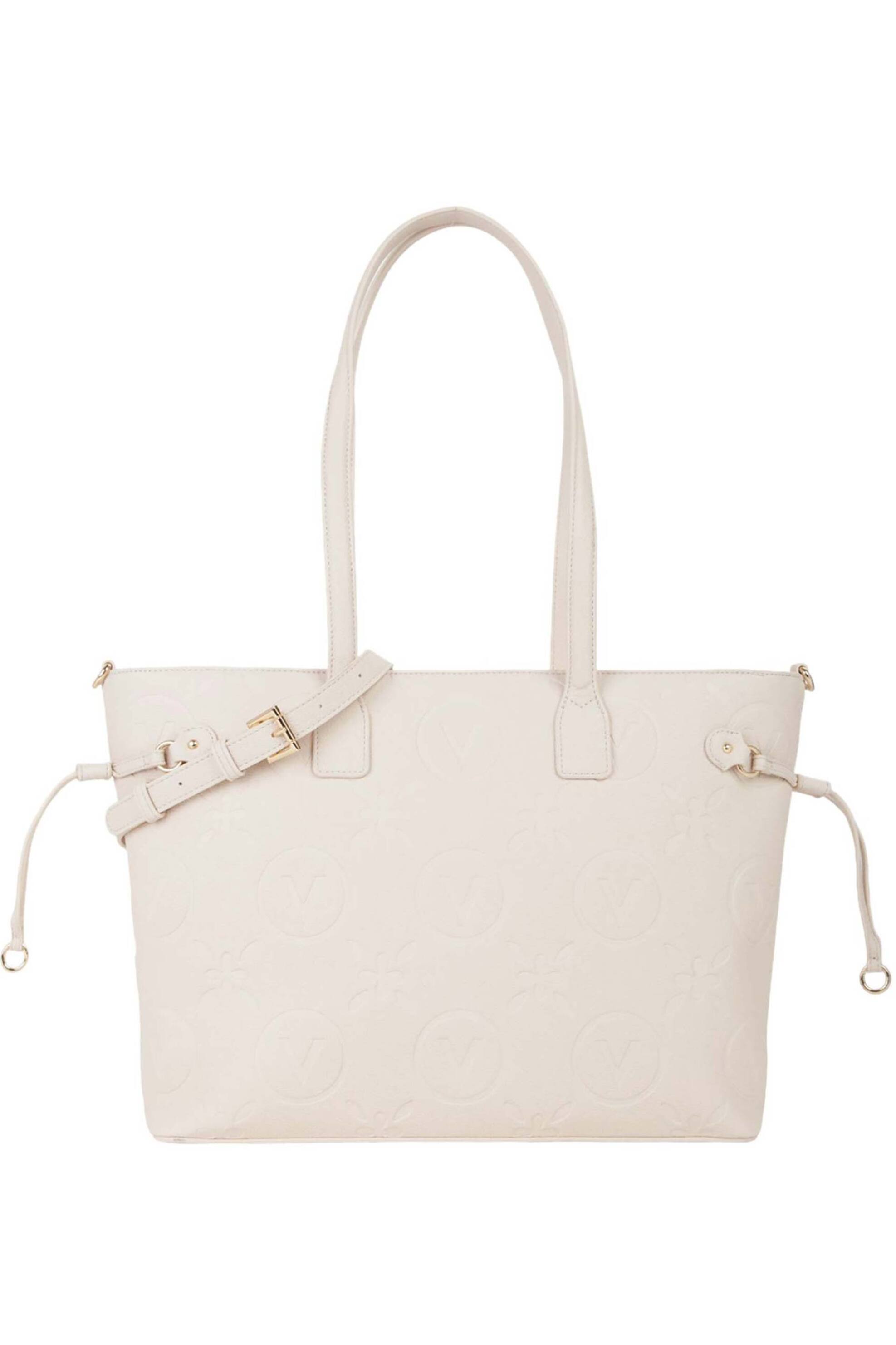 Valentino γυναικεία τσάντα shopper με ανάγλυφο λογότυπο "Samba Re" - 73LVBS8ZG01/SAM Εκρού