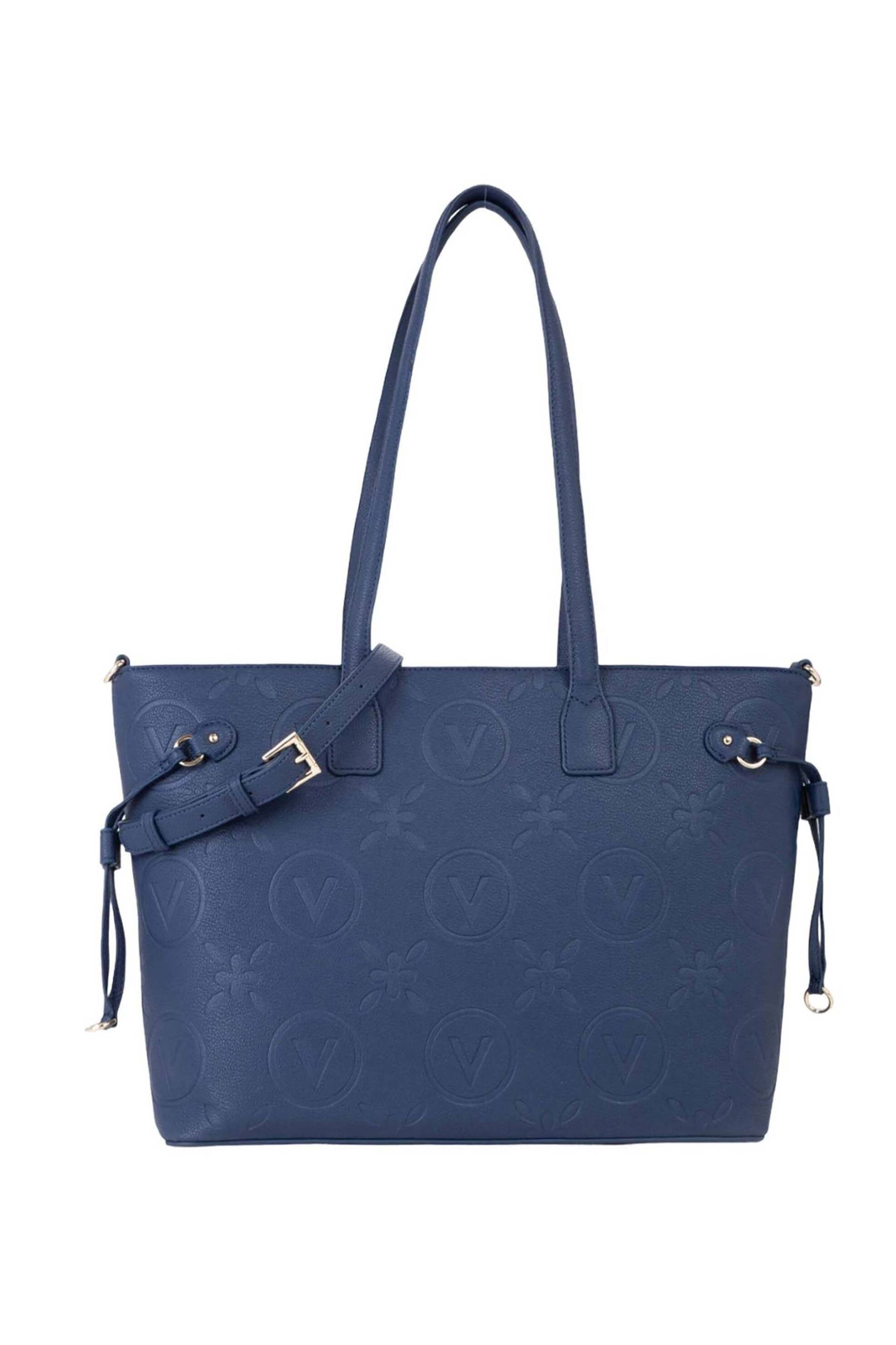 Valentino γυναικεία τσάντα shopper με ανάγλυφο λογότυπο "Samba Re" - 73LVBS8ZG01/SAM Μπλε Σκούρο