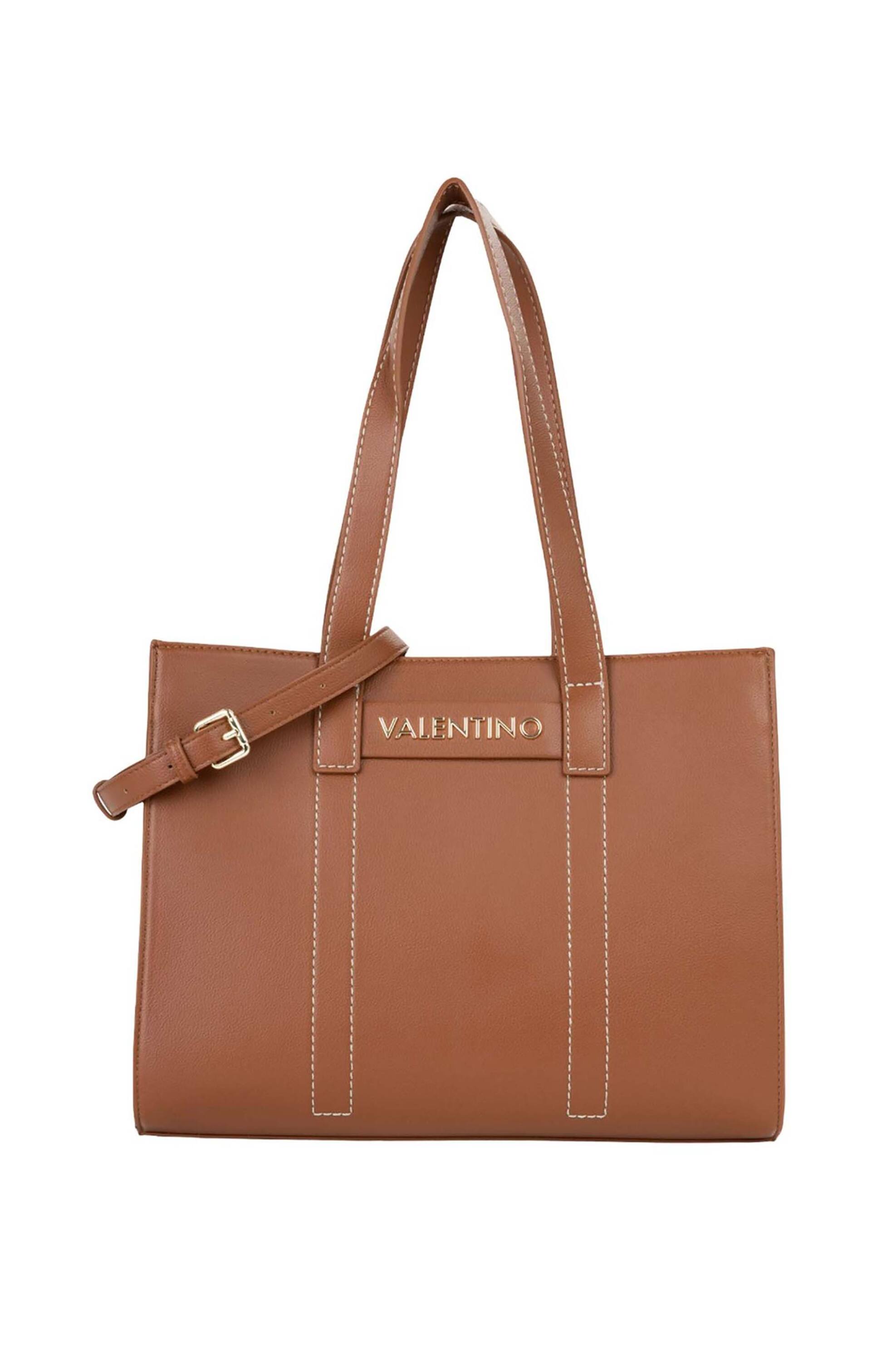 Valentino γυναικεία τσάντα shopper με μεταλλικό λογότυπο "Aury Re" - 73LVBS9OB01/AUR Καφέ