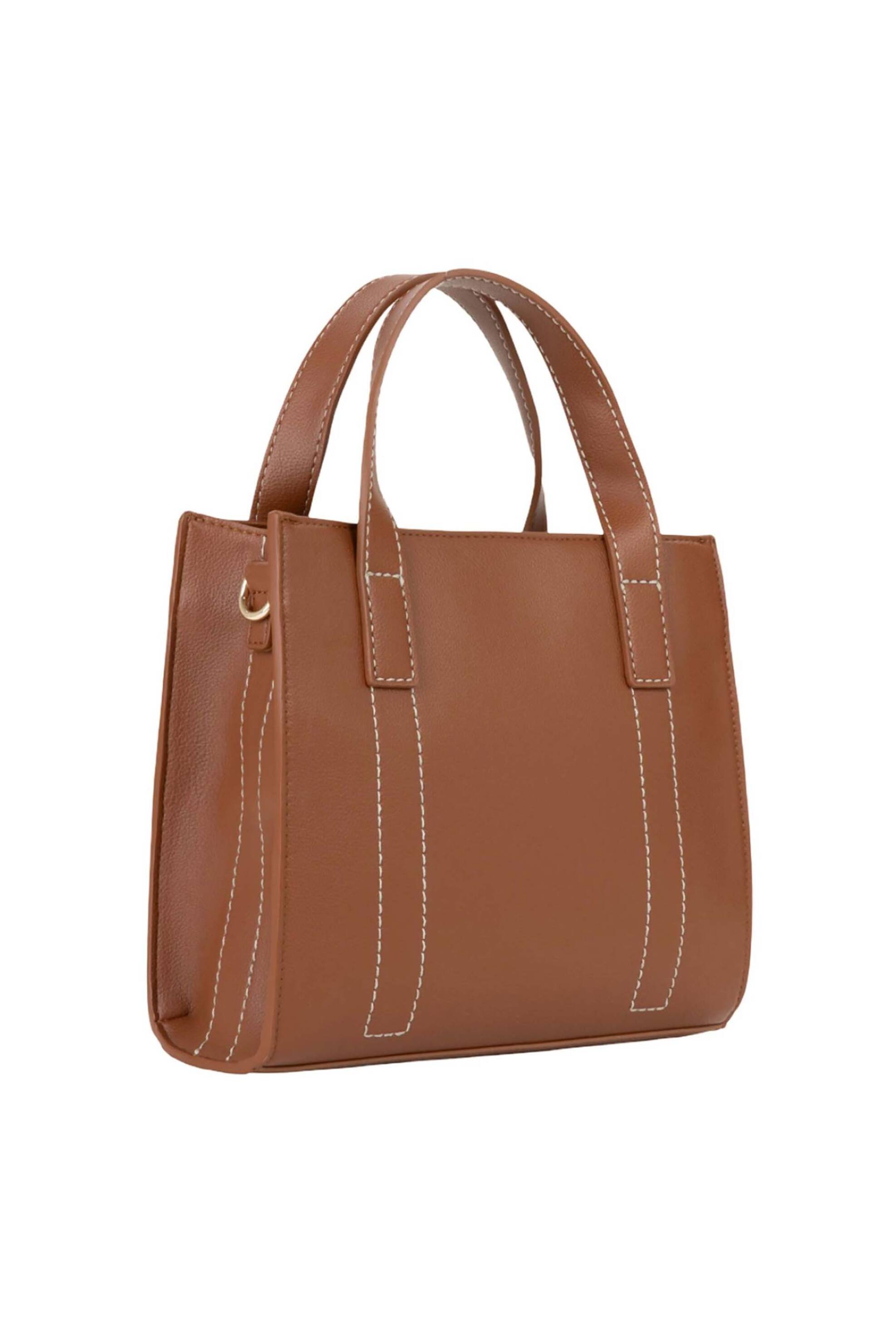 VALENTINO BY MARIO VALENTINO Valentino γυναικεία τσάντα χειρός με μεταλλικό λογότυπο "Aury Re" - 73LVBS9OB05/AUR Καφέ - 3
