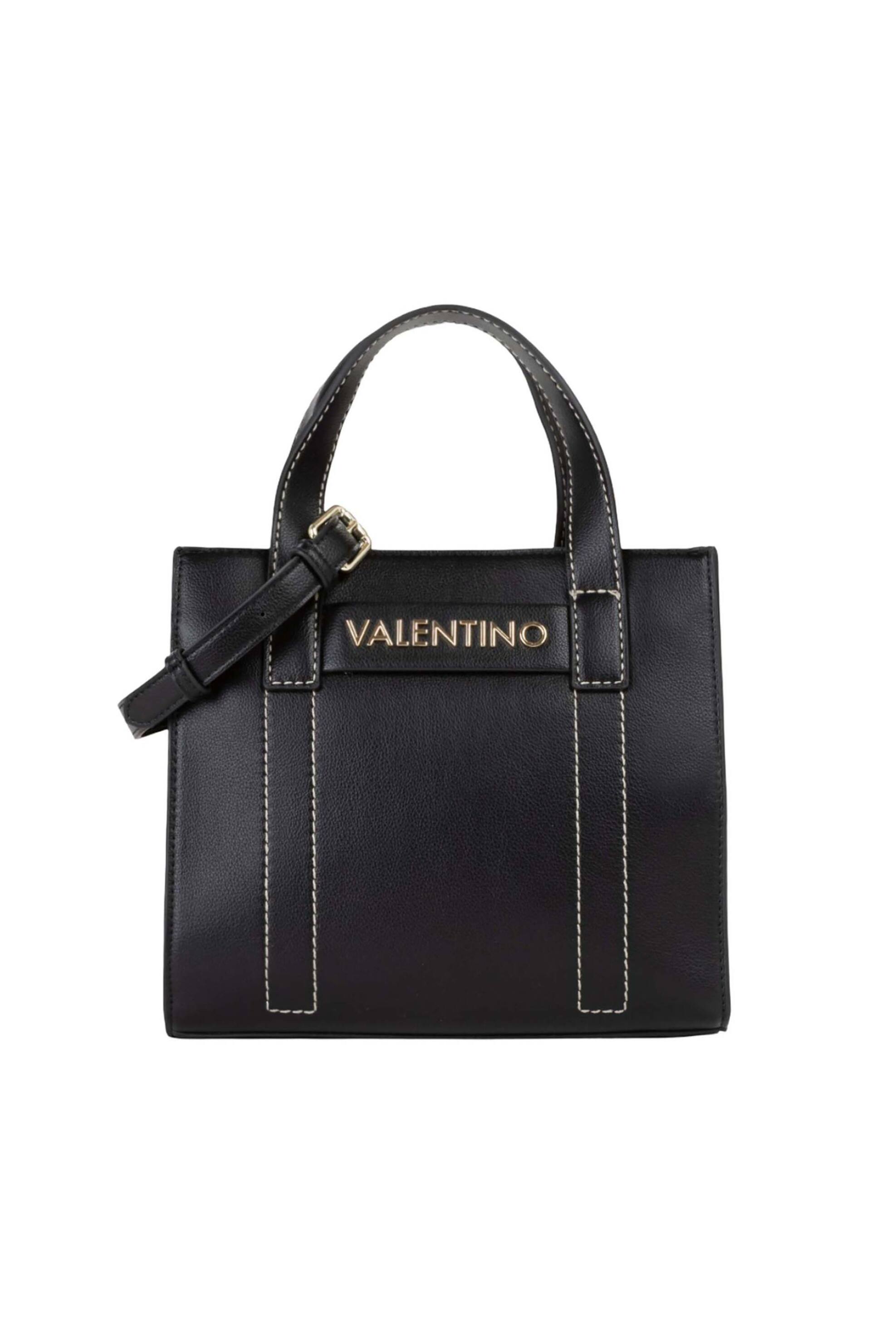 Valentino γυναικεία τσάντα χειρός με μεταλλικό λογότυπο "Aury Re" - 73LVBS9OB05/AUR Μαύρο