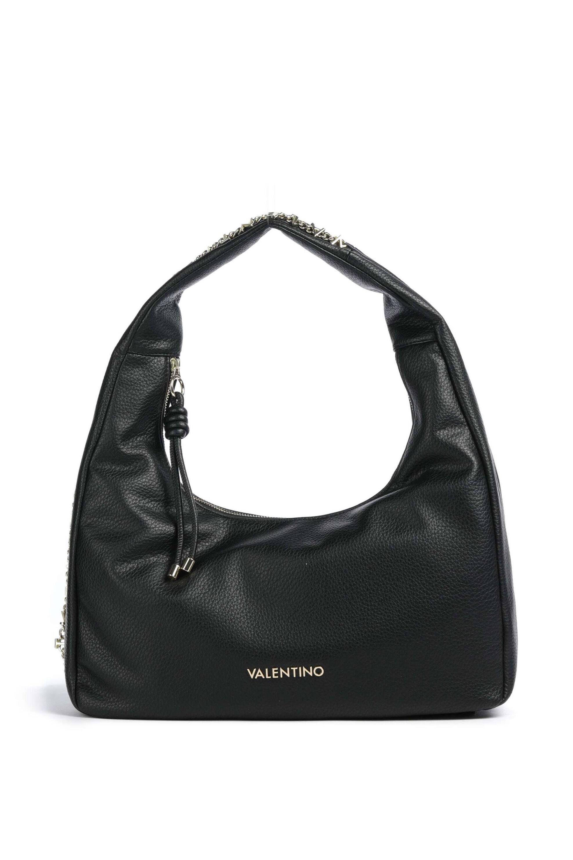 Valentino γυναικεία τσάντα ώμου hobo με ανάγλυφο και μεταλλικό λογότυπο "Harmonia" - 73LVBS9OT07/HAR Μαύρο