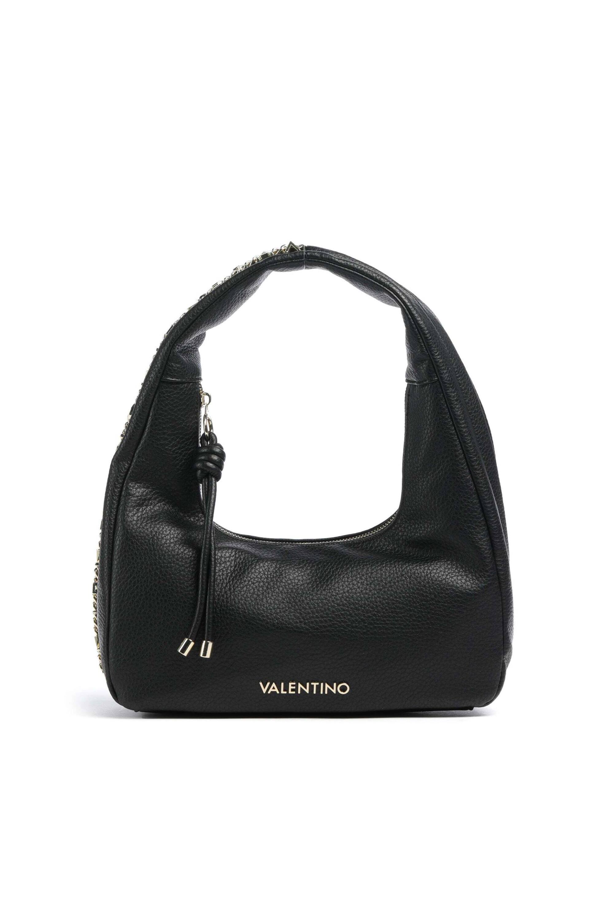 Valentino γυναικεία τσάντα ώμου hobo με ανάγλυφο και μεταλλικό λογότυπο "Harmonia" - 73LVBS9OT08/HAR Μαύρο